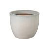 16 in. Round Distressed White Ceramic Planter