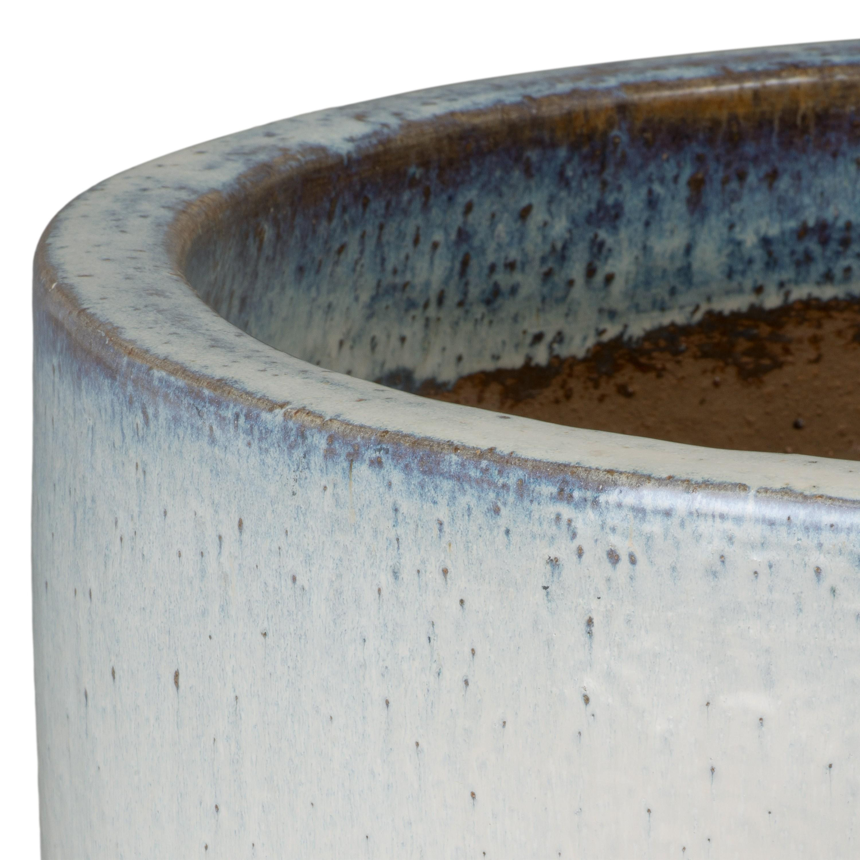 20 in. Round Distressed White Ceramic Planter