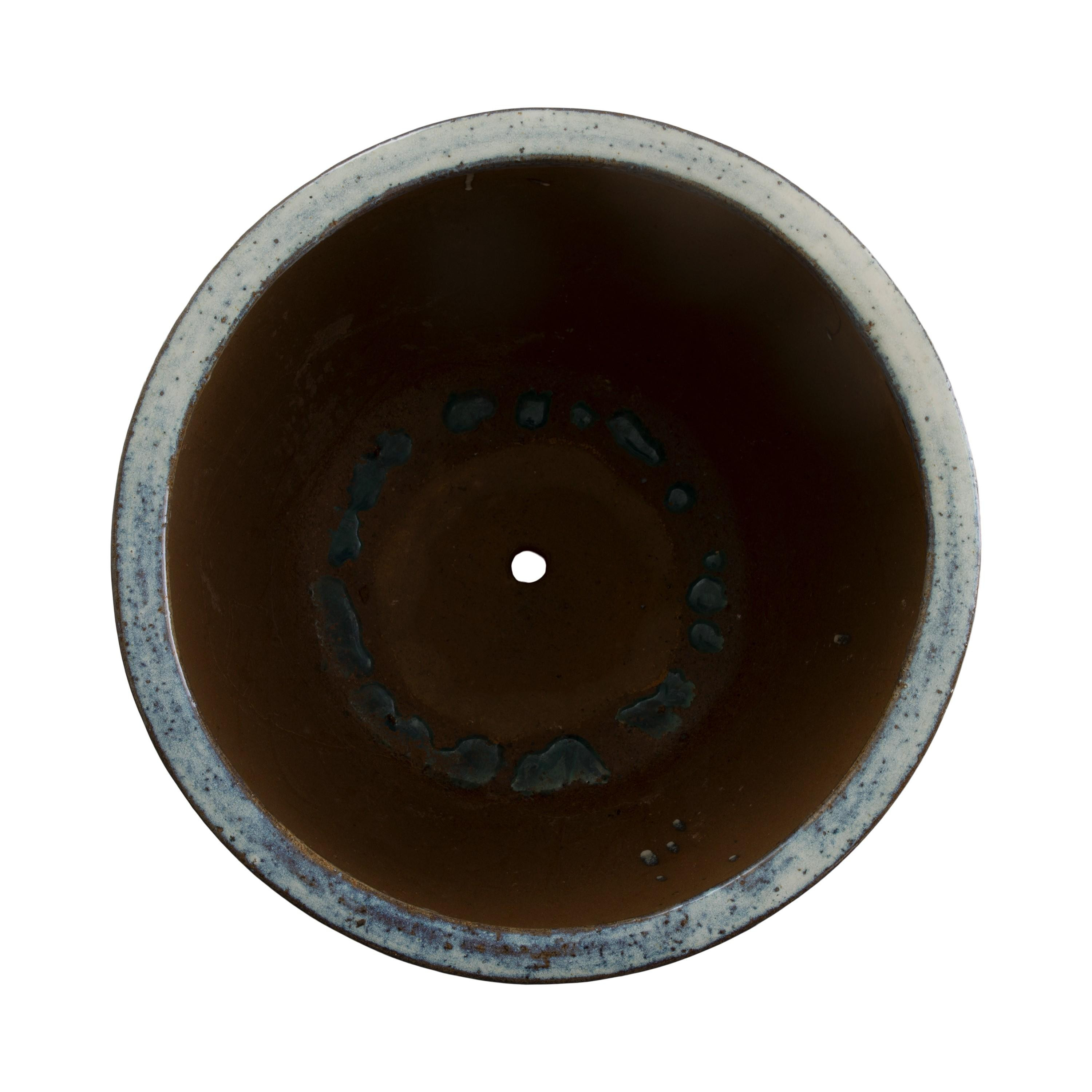 20 in. Round Distressed White Ceramic Planter