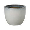 20 in. Round Distressed White Ceramic Planter