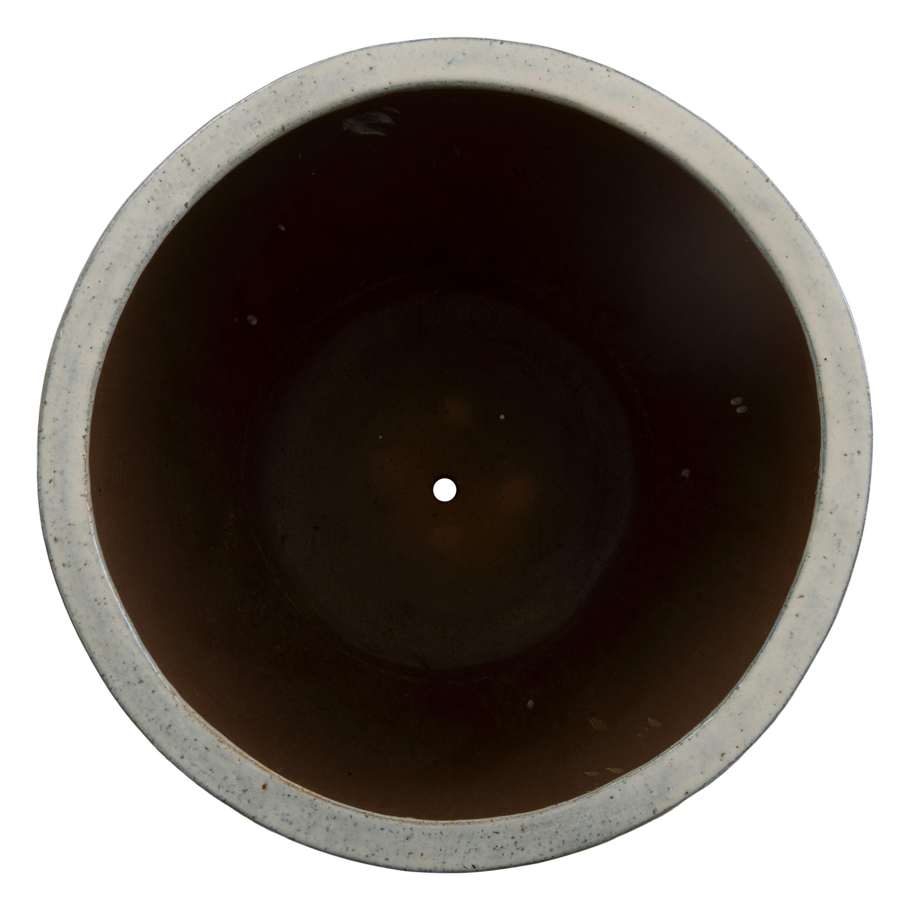 24 in. Round Distressed White Ceramic Planter