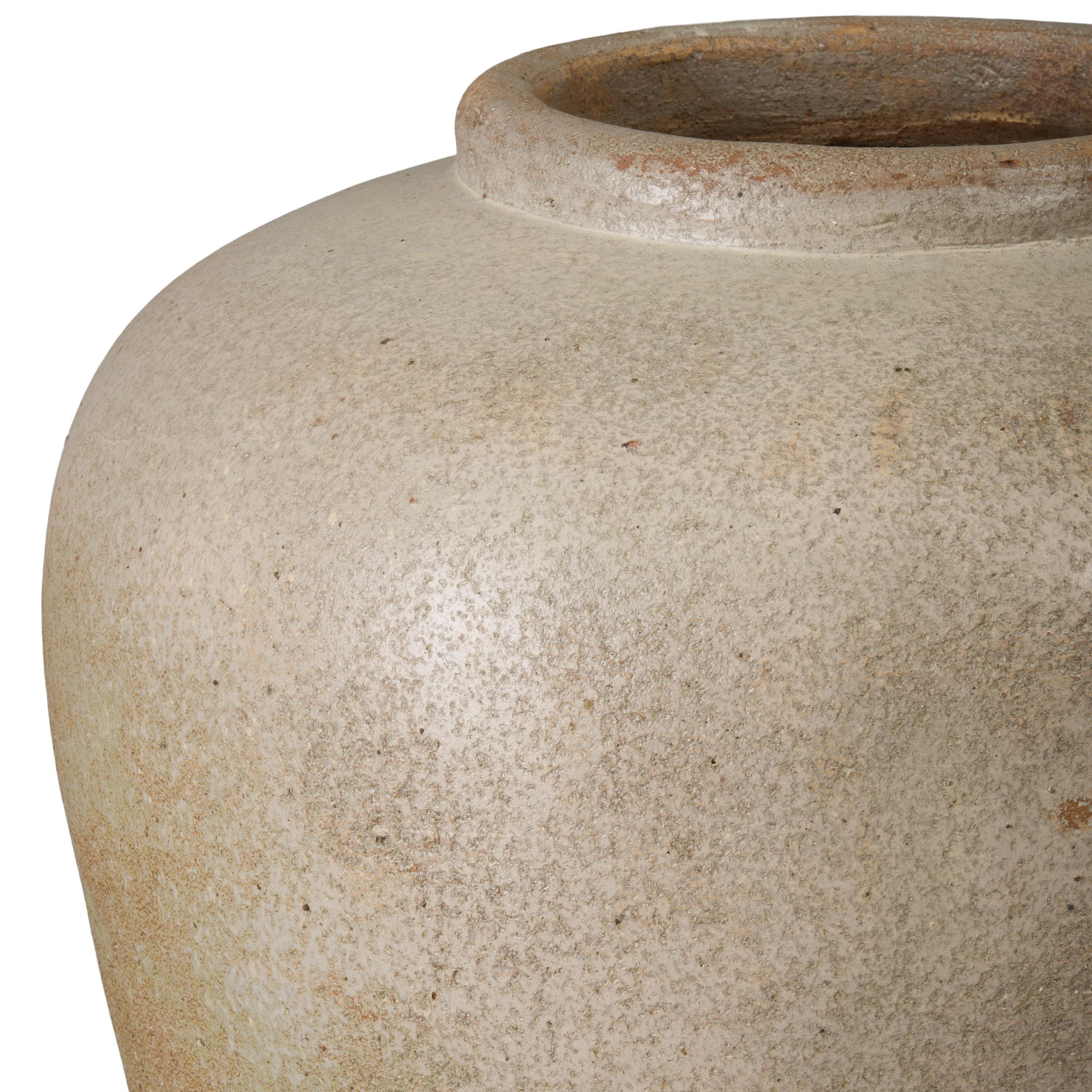 30.5 in. Distressed White Ceramic Olive Jar