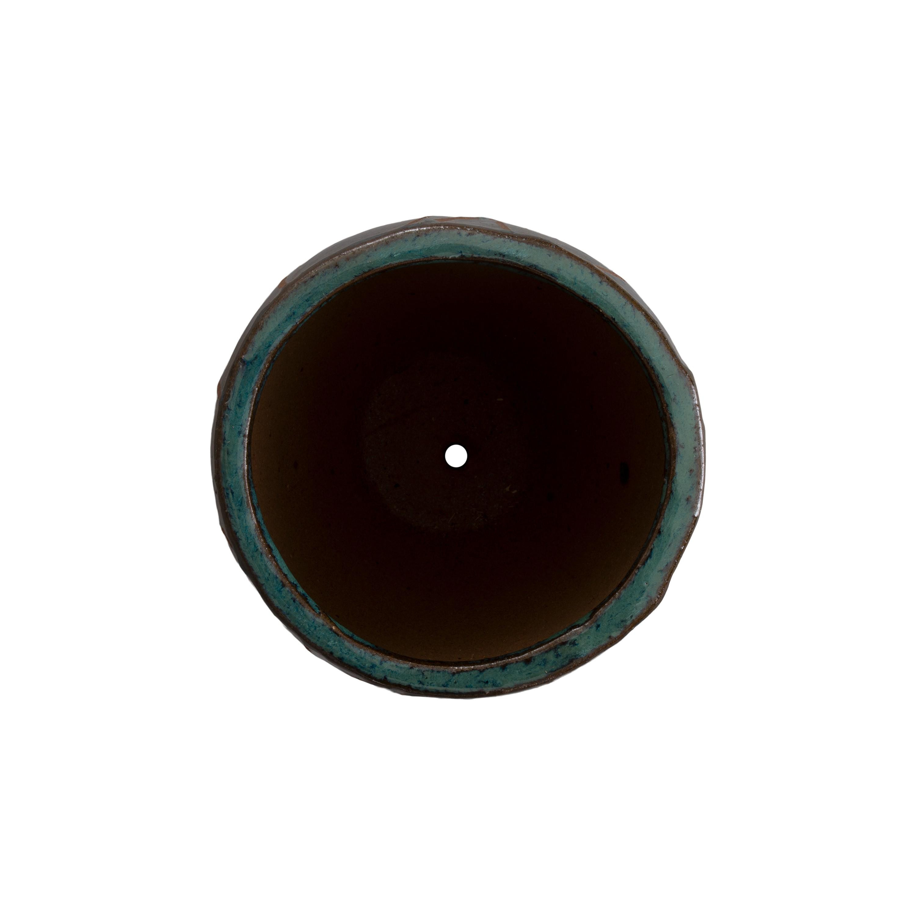 Breeze 12 in. Round Teal Ceramic Planter