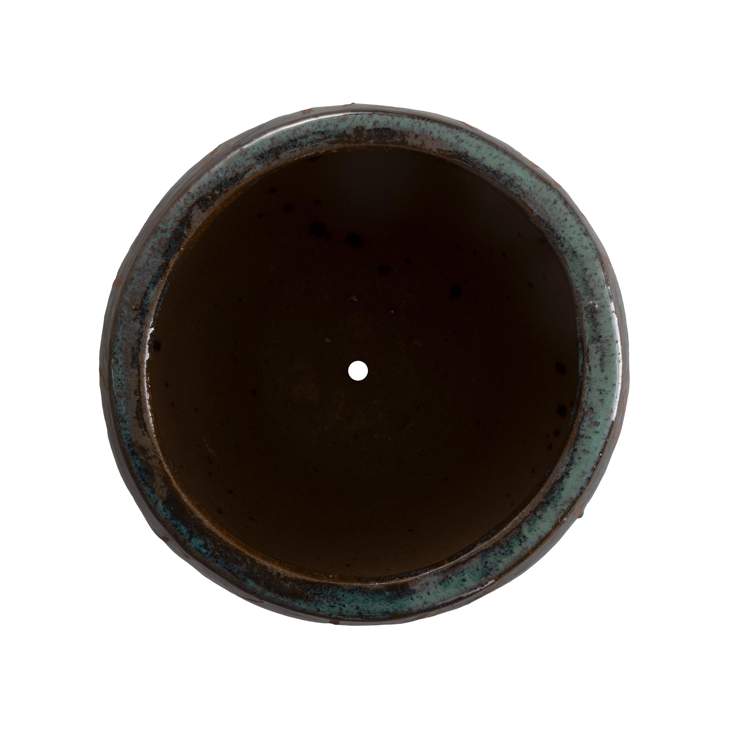 Breeze 17 in. Round Teal Ceramic Planter