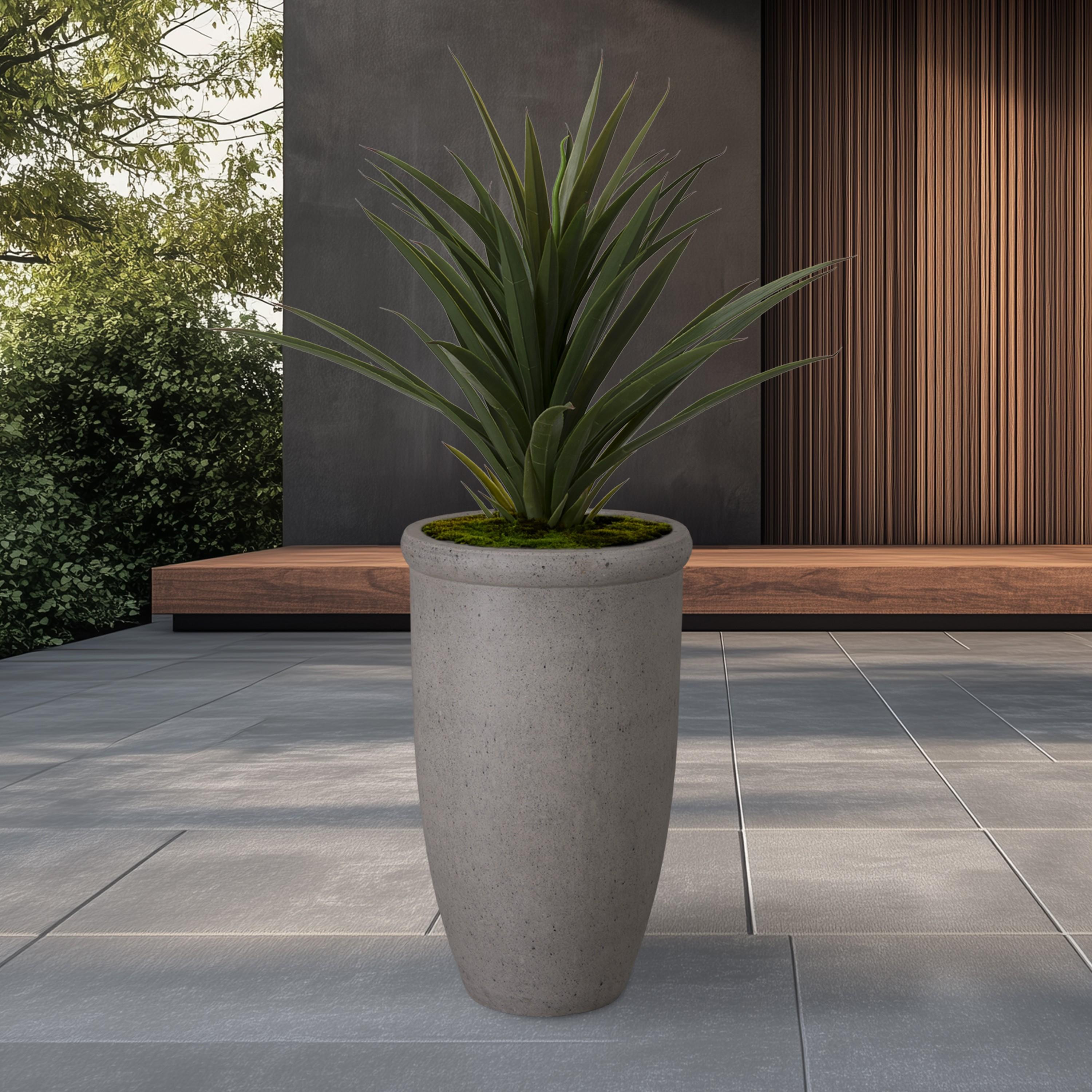 27.5 in. Round Lip Gray Terrazzo Planter