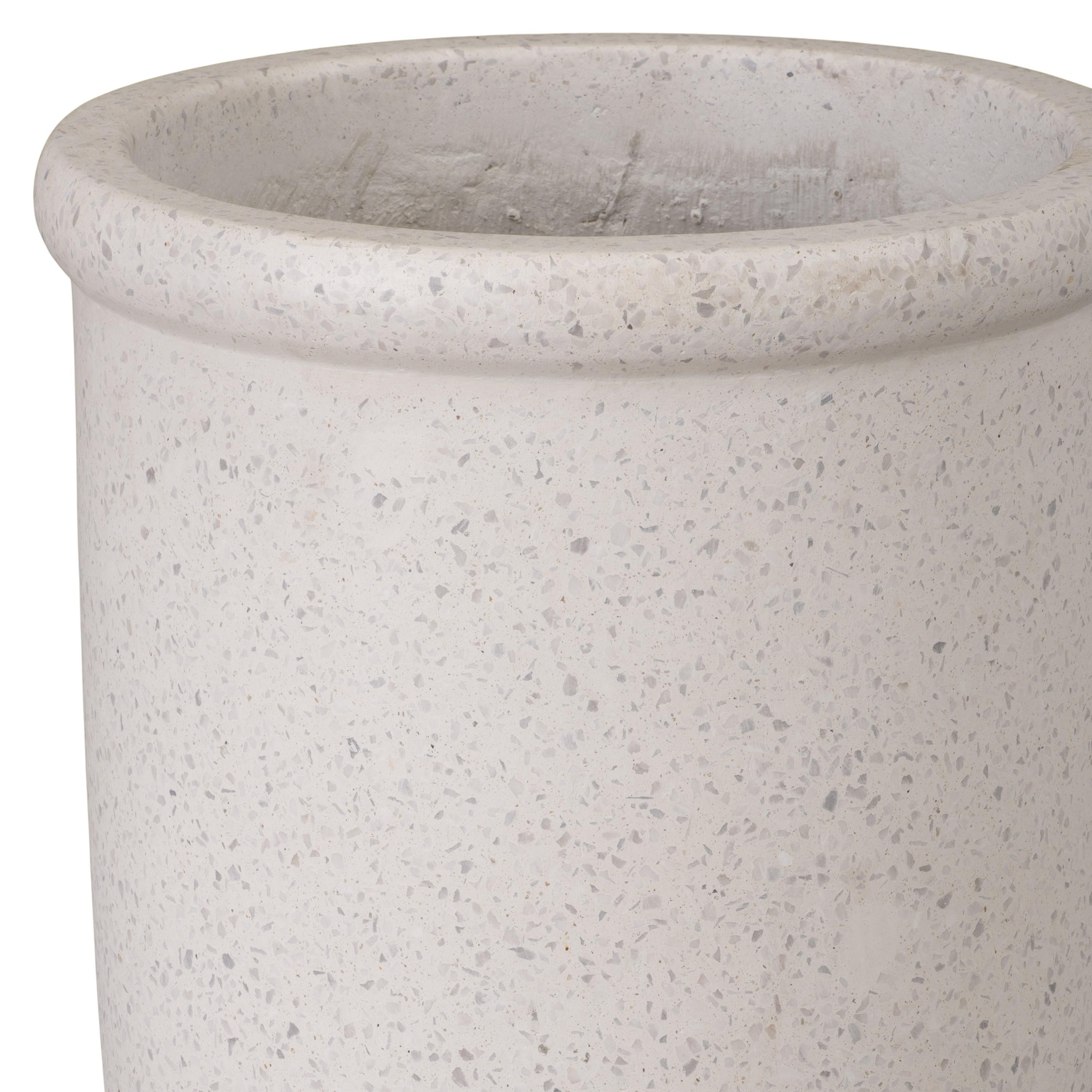 18 in. Round Lip White Terrazzo Planter