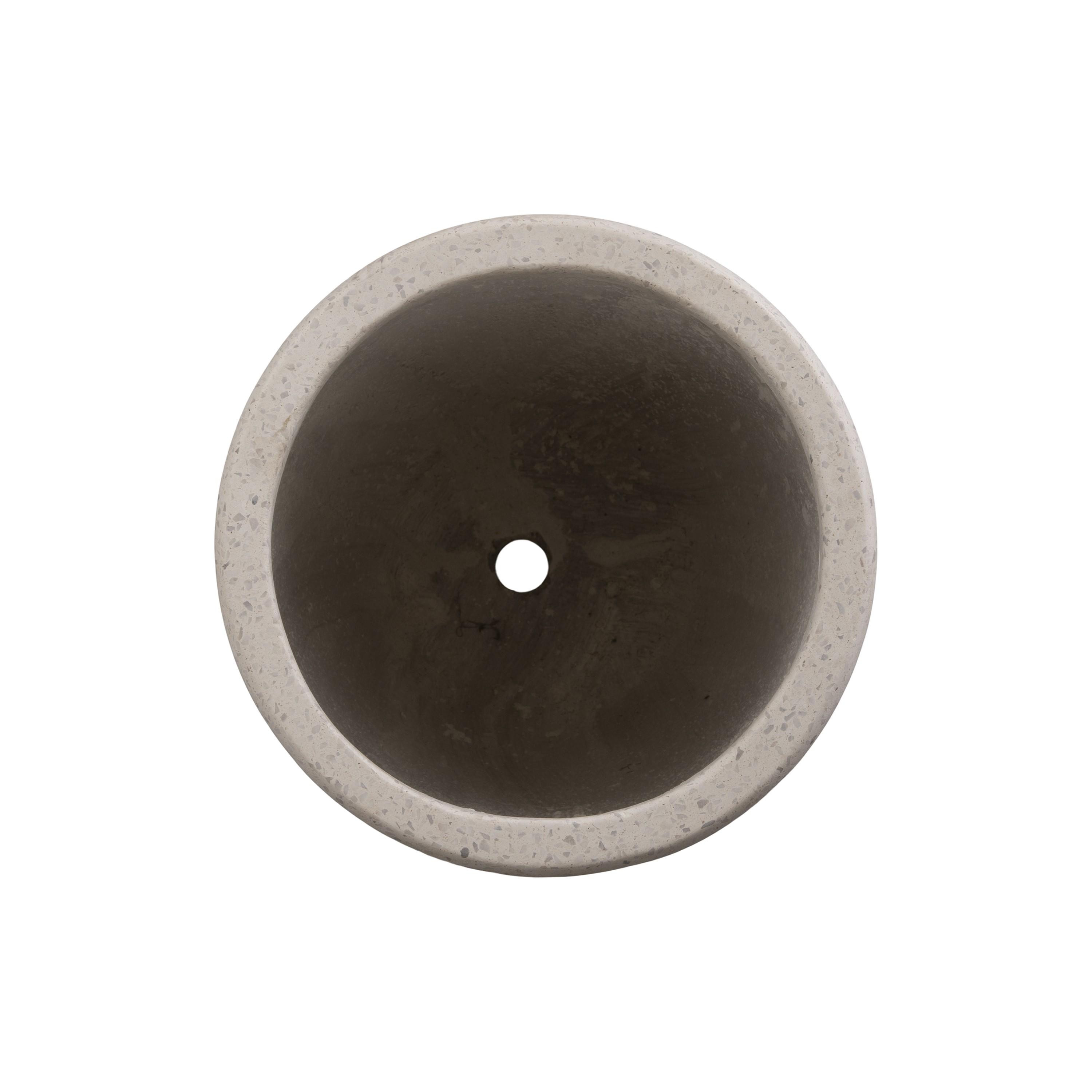 18 in. Round Lip White Terrazzo Planter
