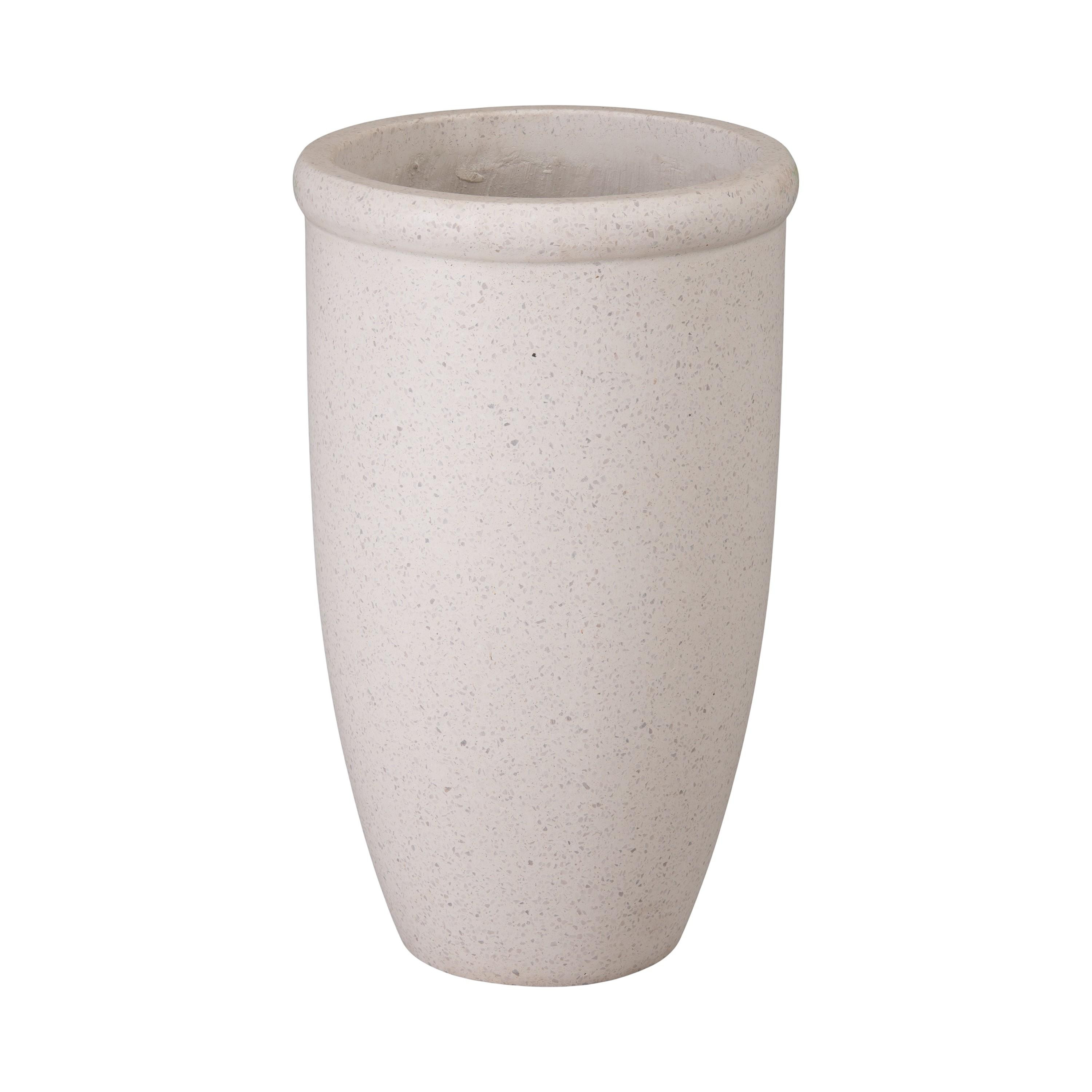 22 in. Round Lip White Terrazzo Planter
