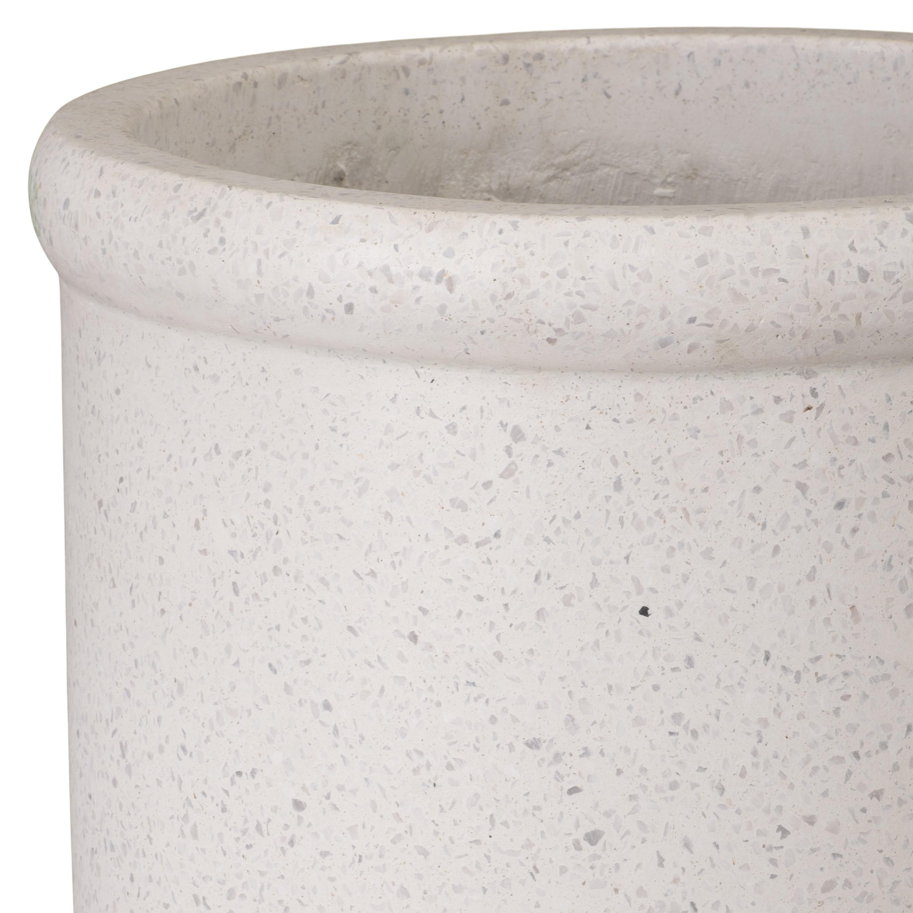 22 in. Round Lip White Terrazzo Planter