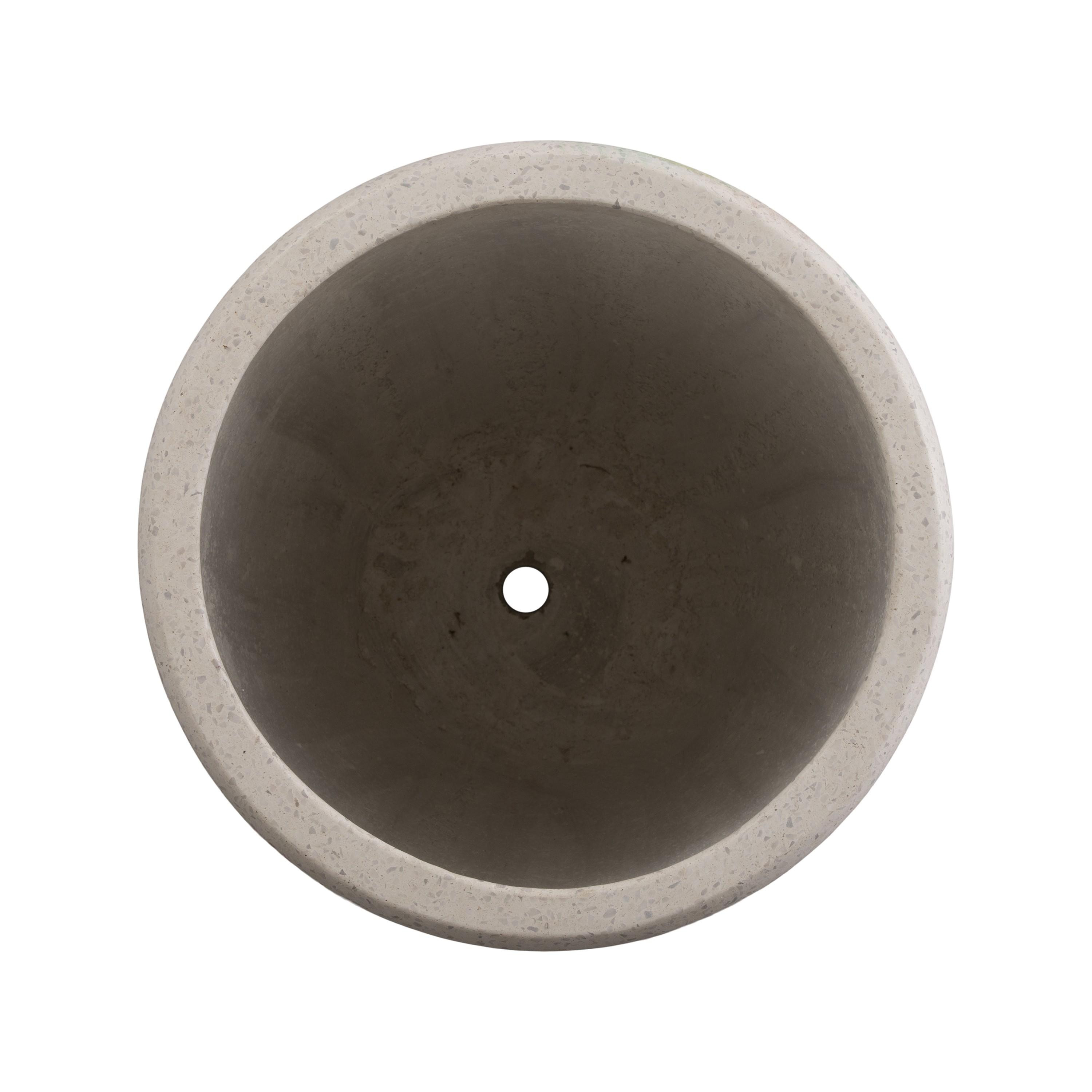 22 in. Round Lip White Terrazzo Planter