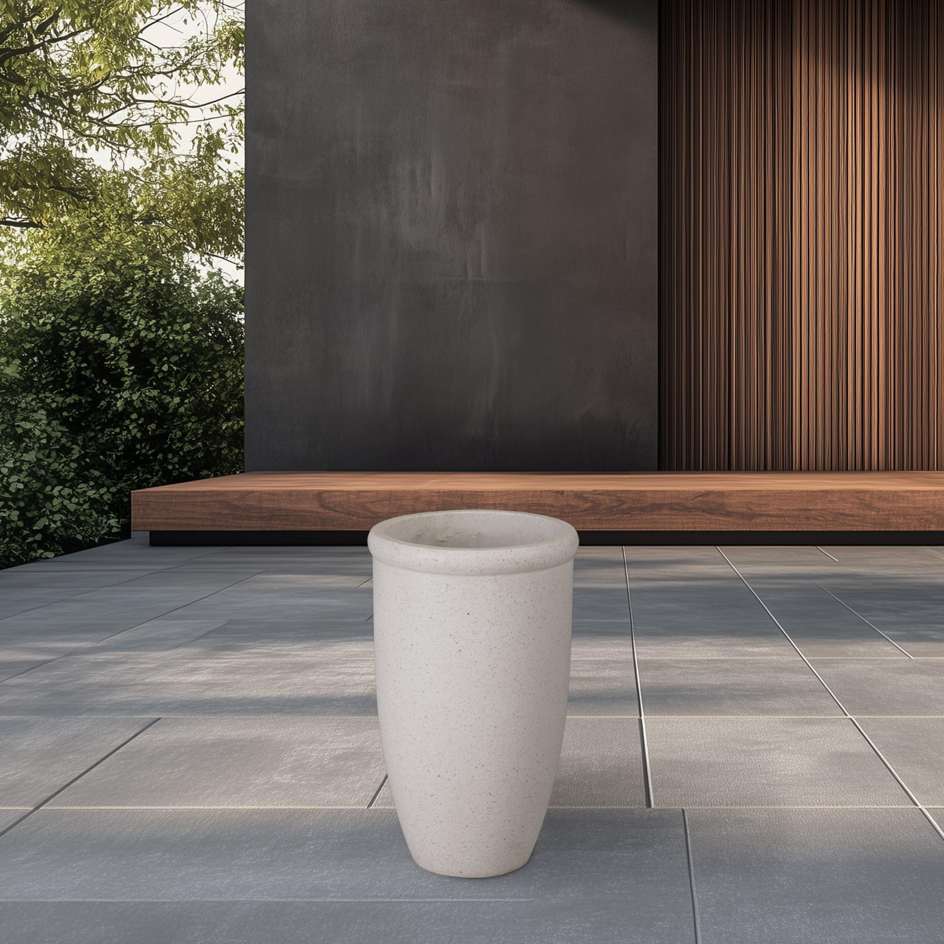 22 in. Round Lip White Terrazzo Planter