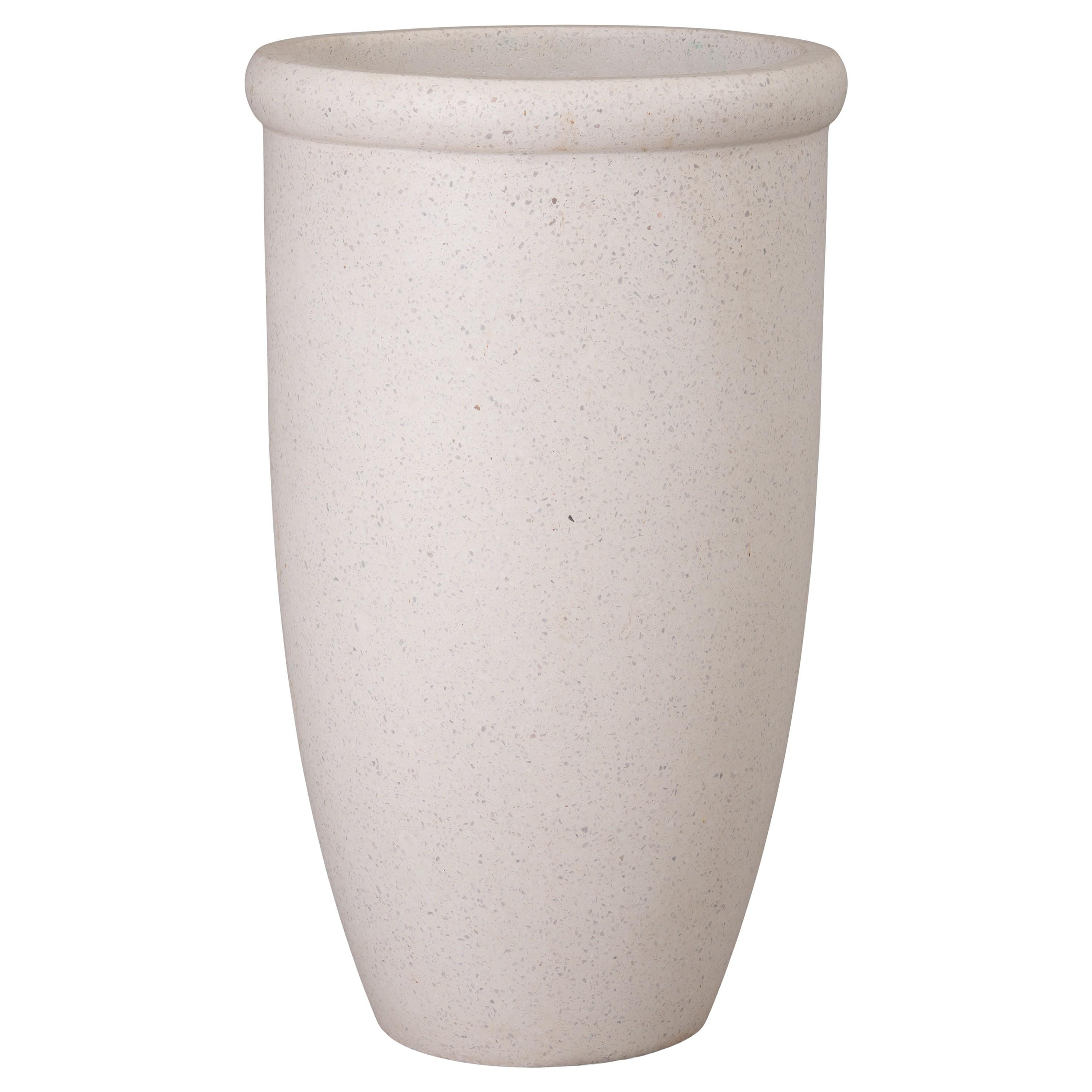27.5 in. Round Lip White Terrazzo Planter