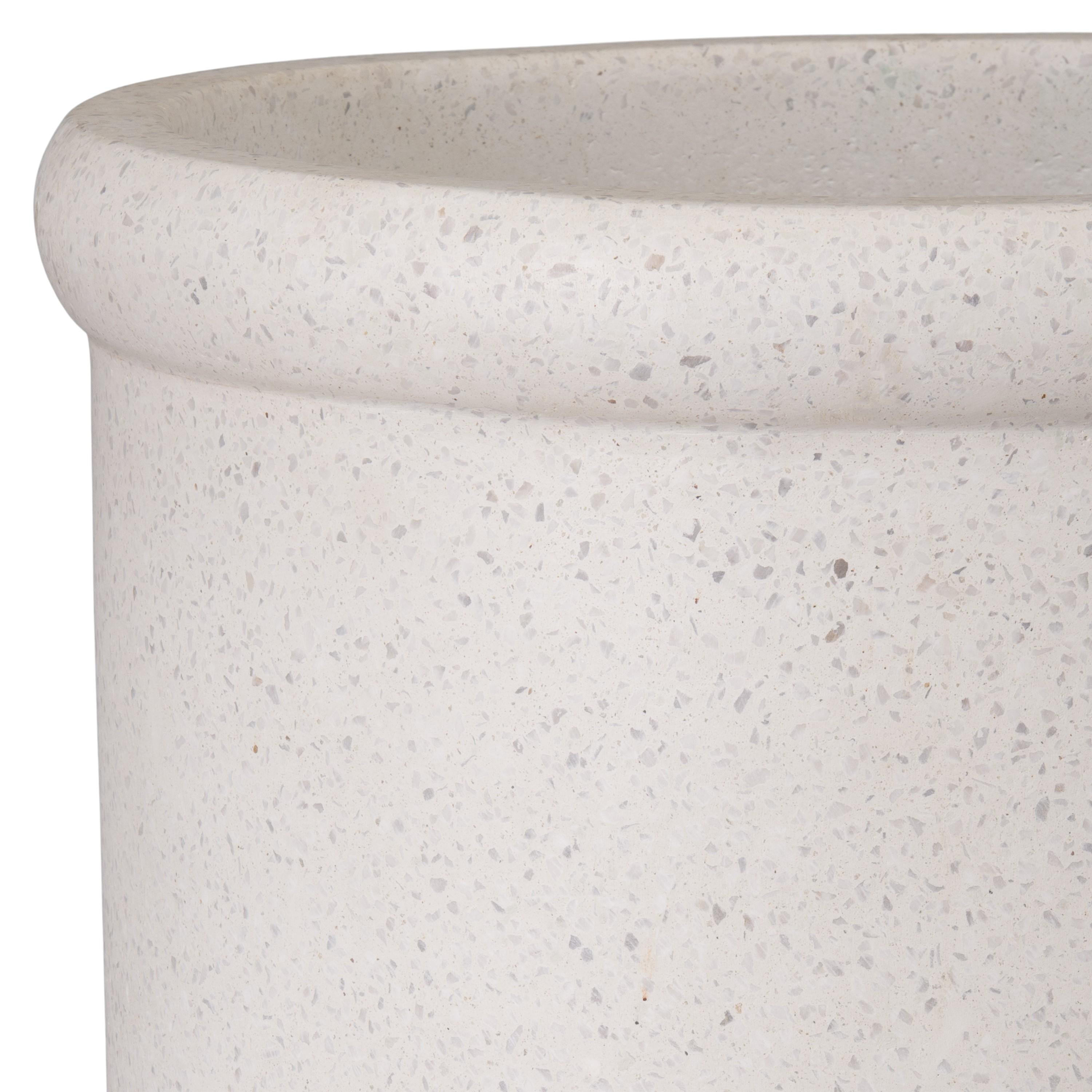 27.5 in. Round Lip White Terrazzo Planter