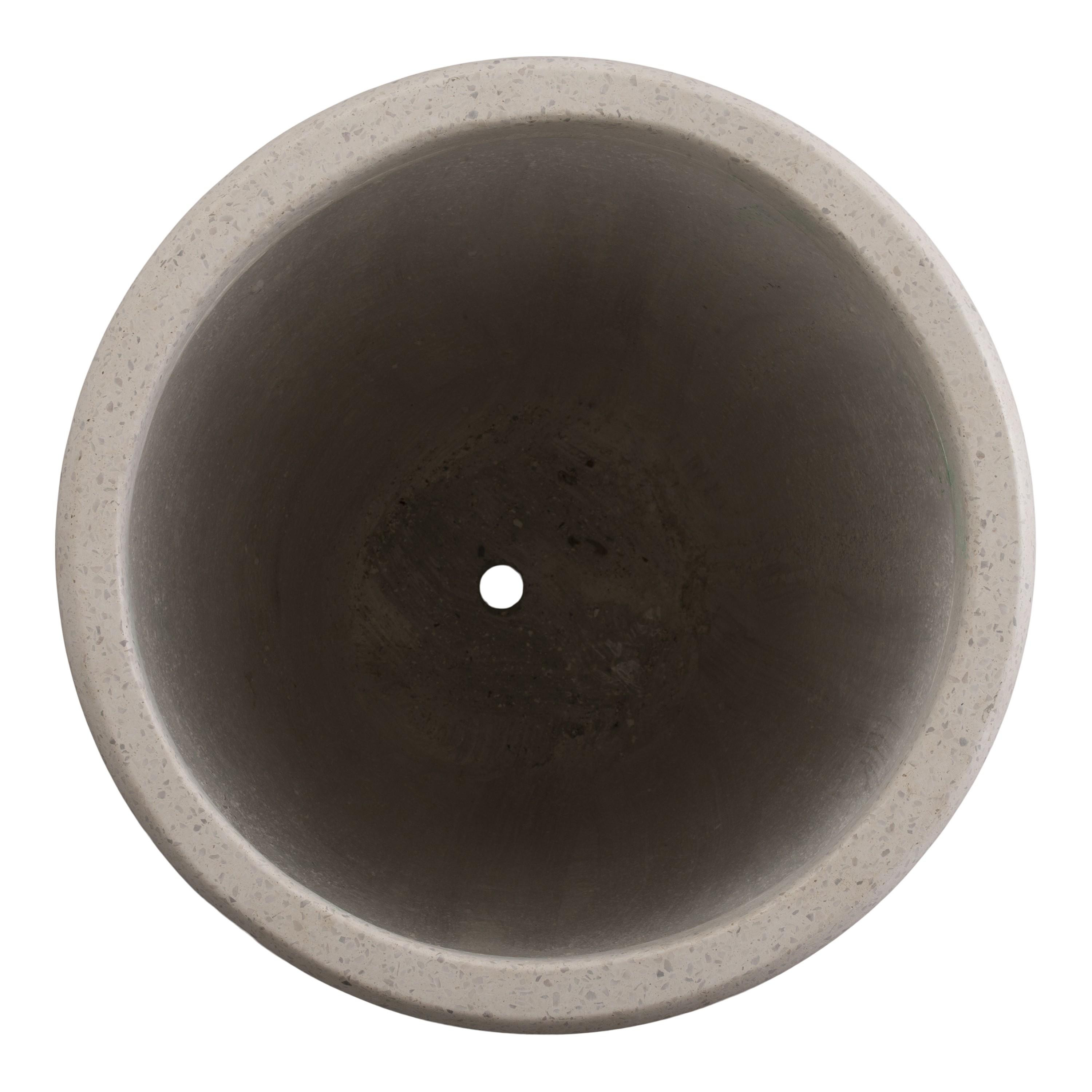 27.5 in. Round Lip White Terrazzo Planter