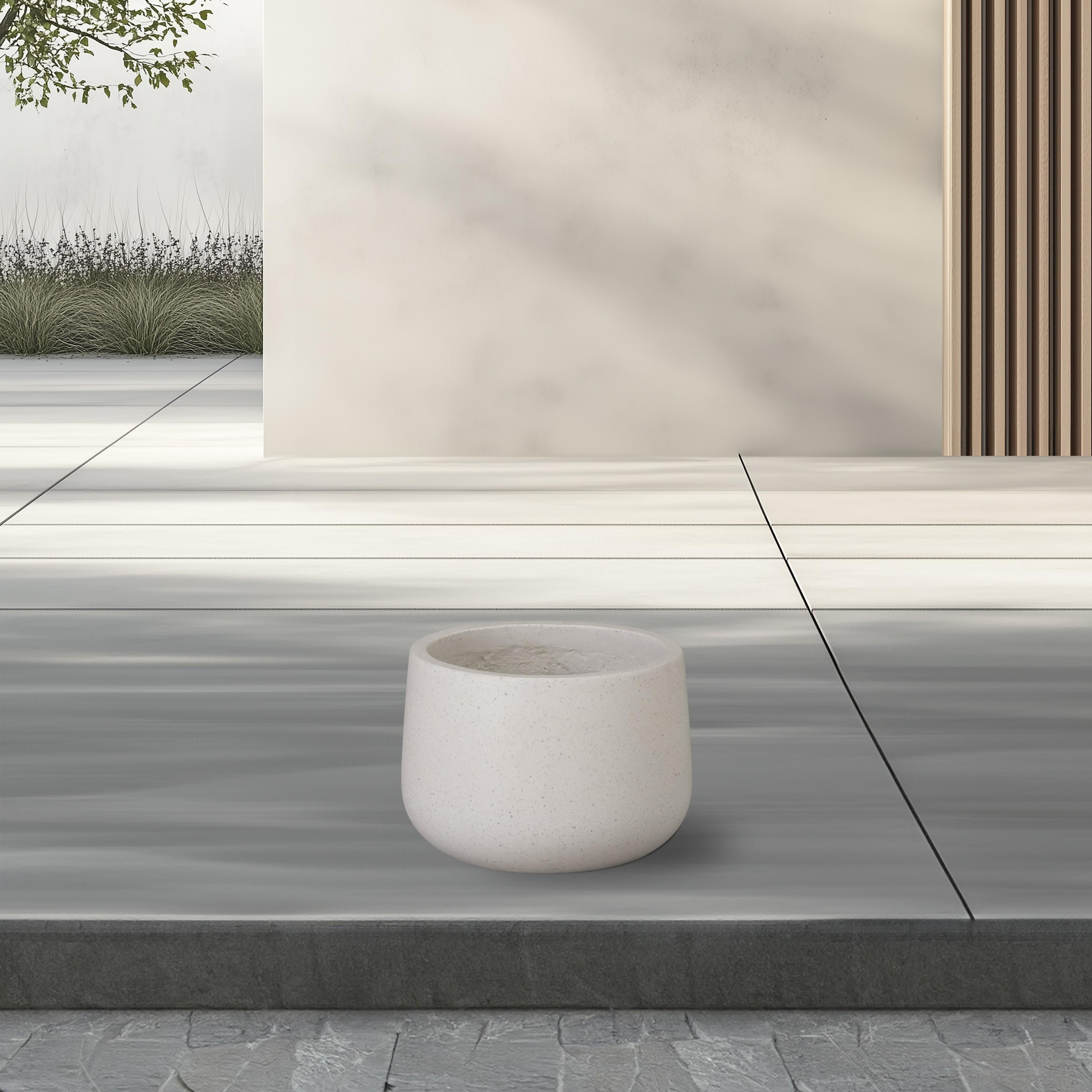 Low Opus 15 in. White Terrazzo Planter