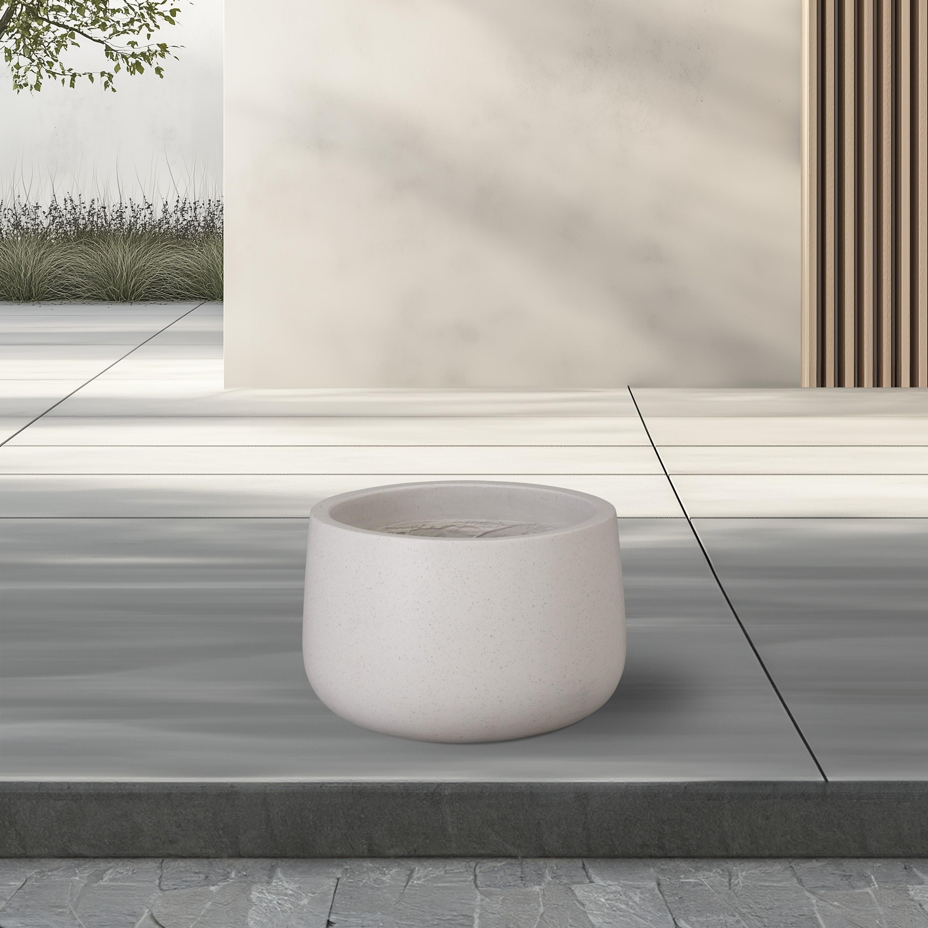 Low Opus 19.5 in. White Terrazzo Planter