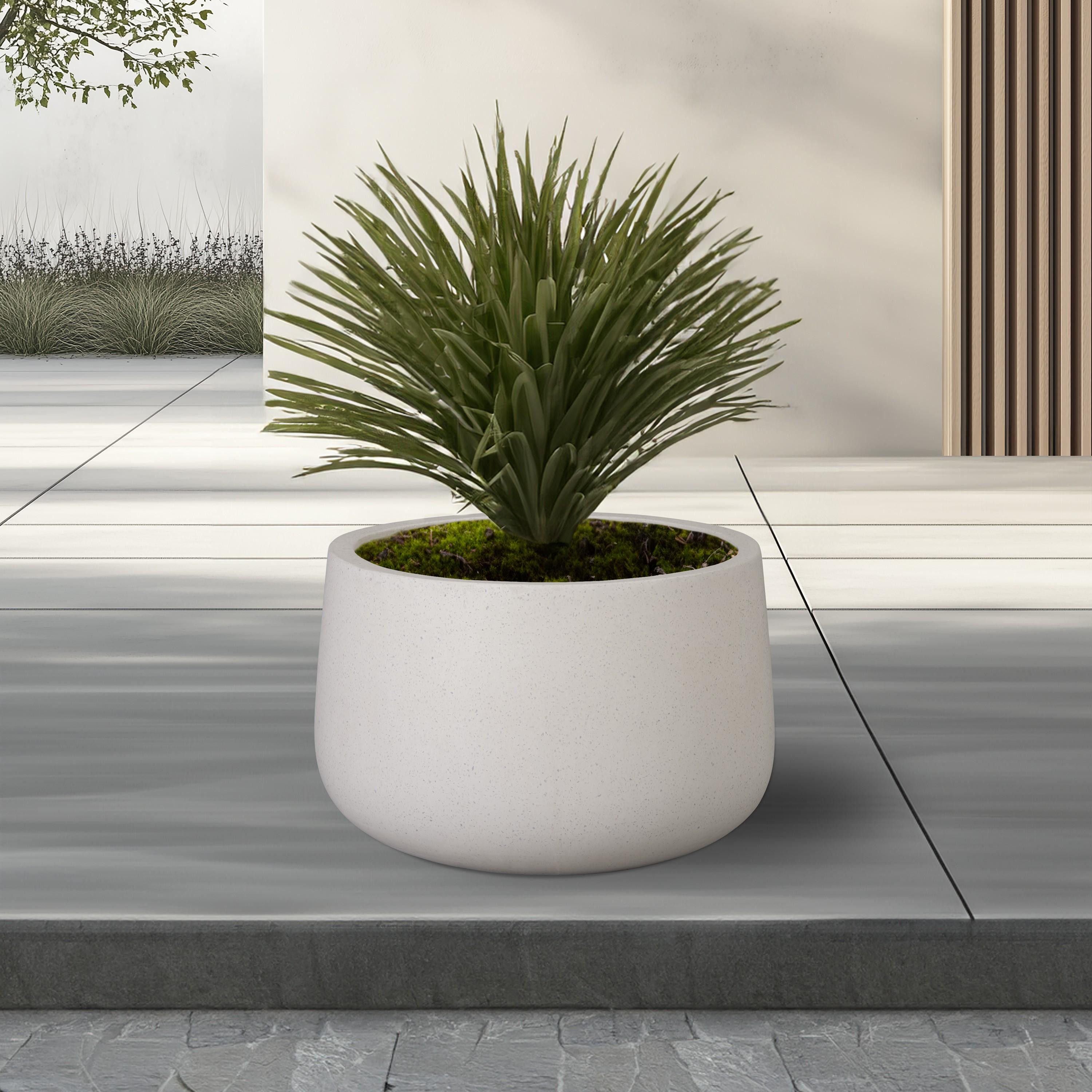 Low Opus 25.5 in. White Terrazzo Planter