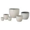 Set of 6 Round Distressed White Ceramic Planters