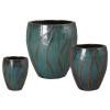 Breeze Set of 3 Round Teal Ceramic Planters
