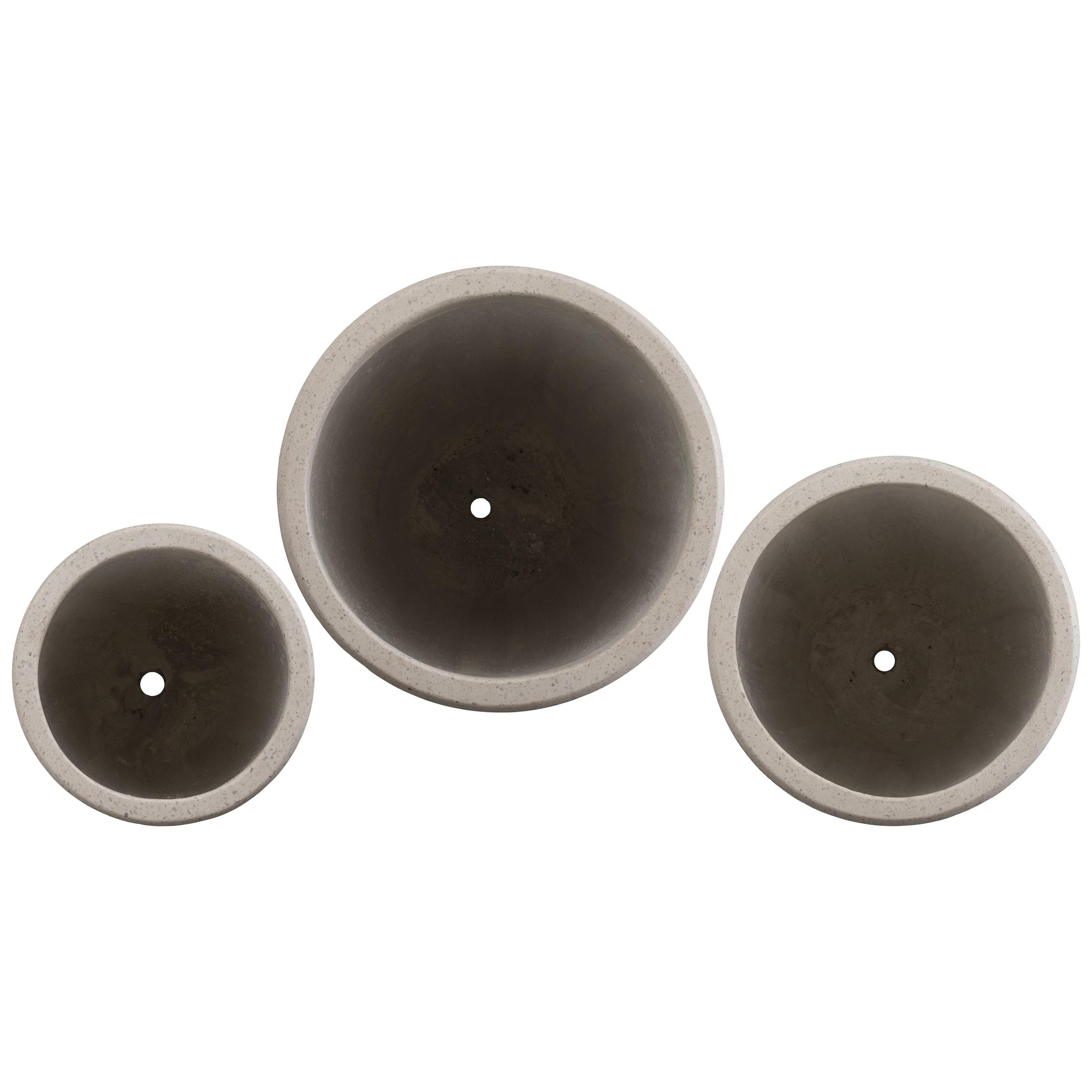 Set of 3 Round Lip White Terrazzo Planters