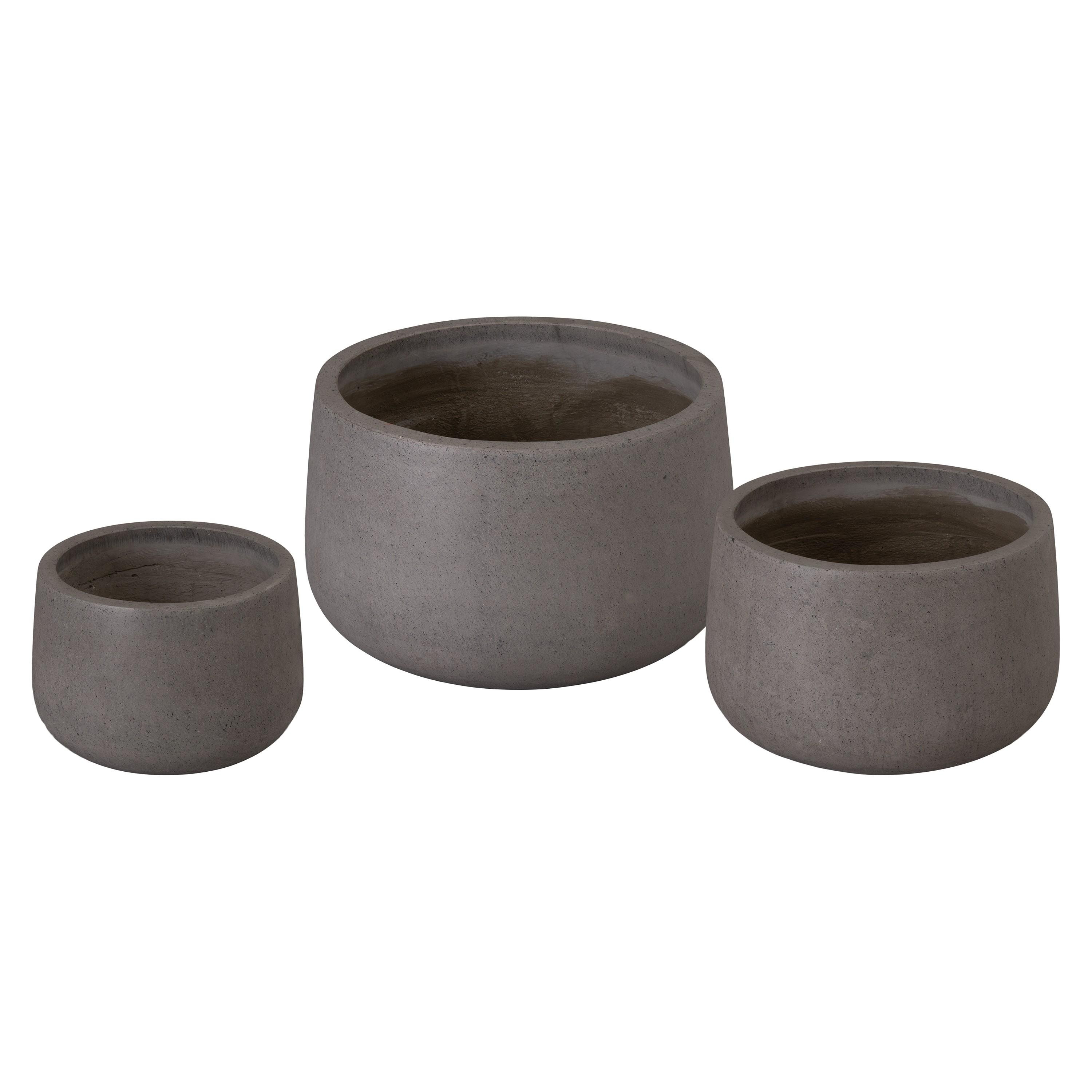 Low Opus Set of 3 Gray Terrazzo Planters