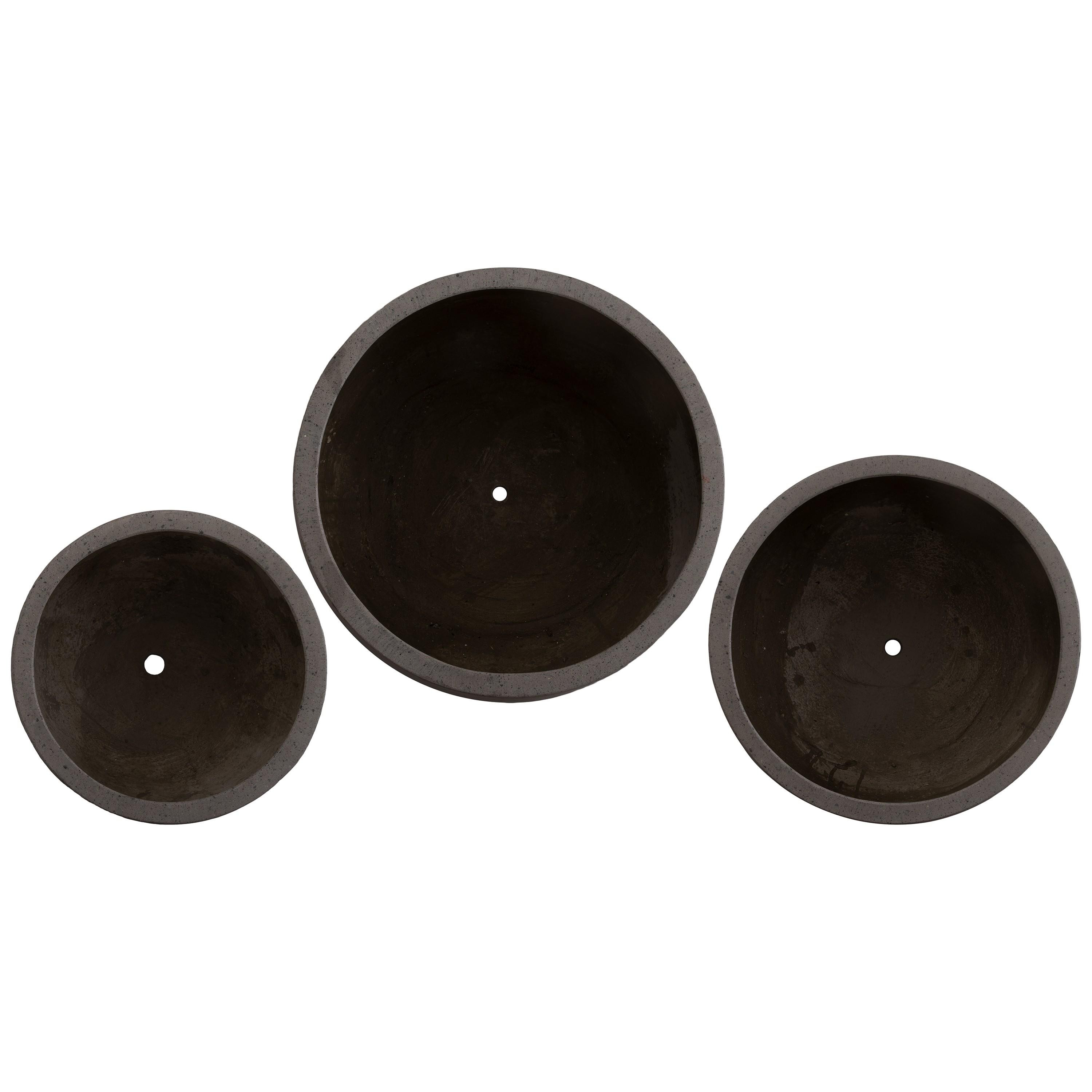 Low Opus Set of 3 Gray Terrazzo Planters