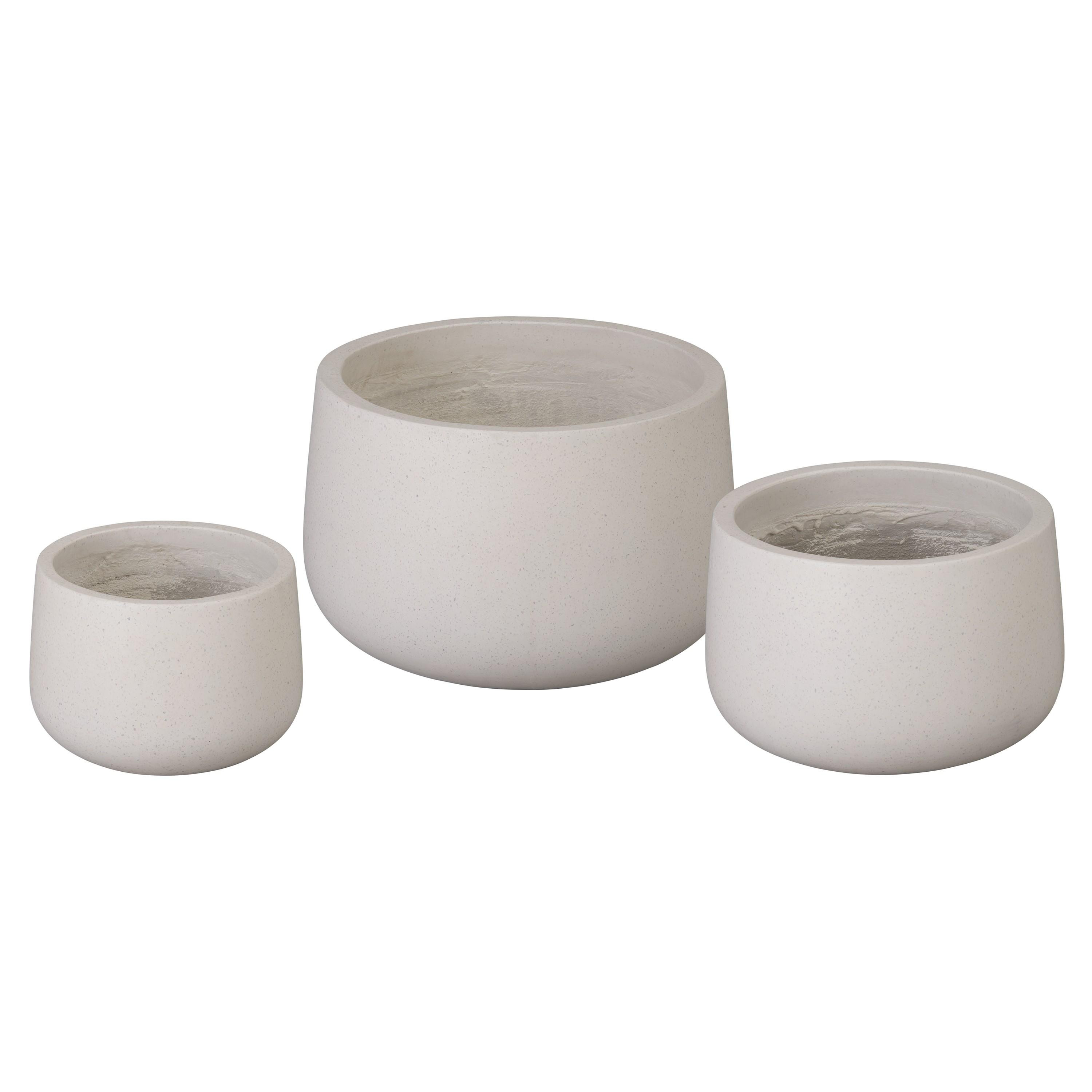 Low Opus Set of 3 White Terrazzo Planters