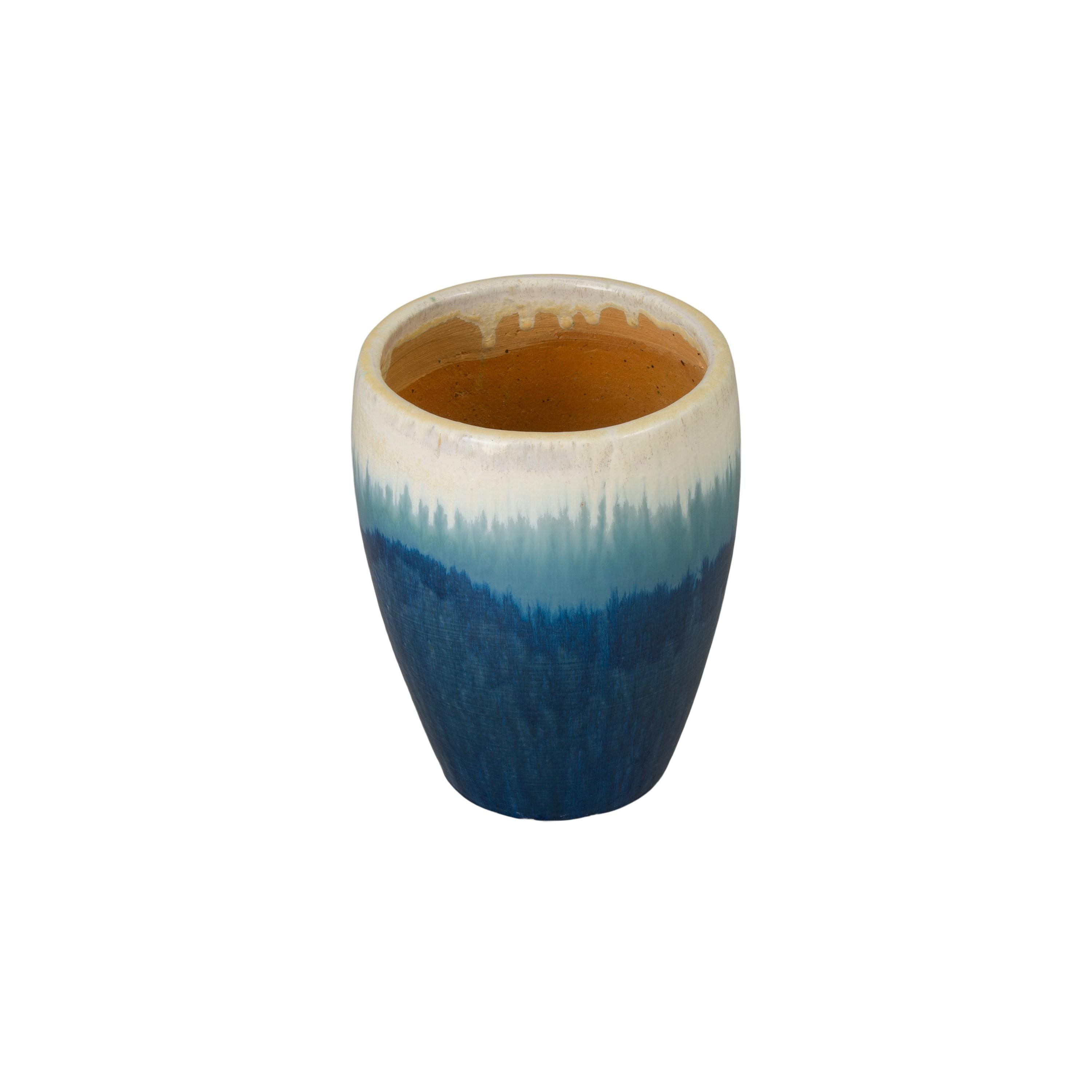 Ossal 13 in. Blue Snow Ceramic Planter