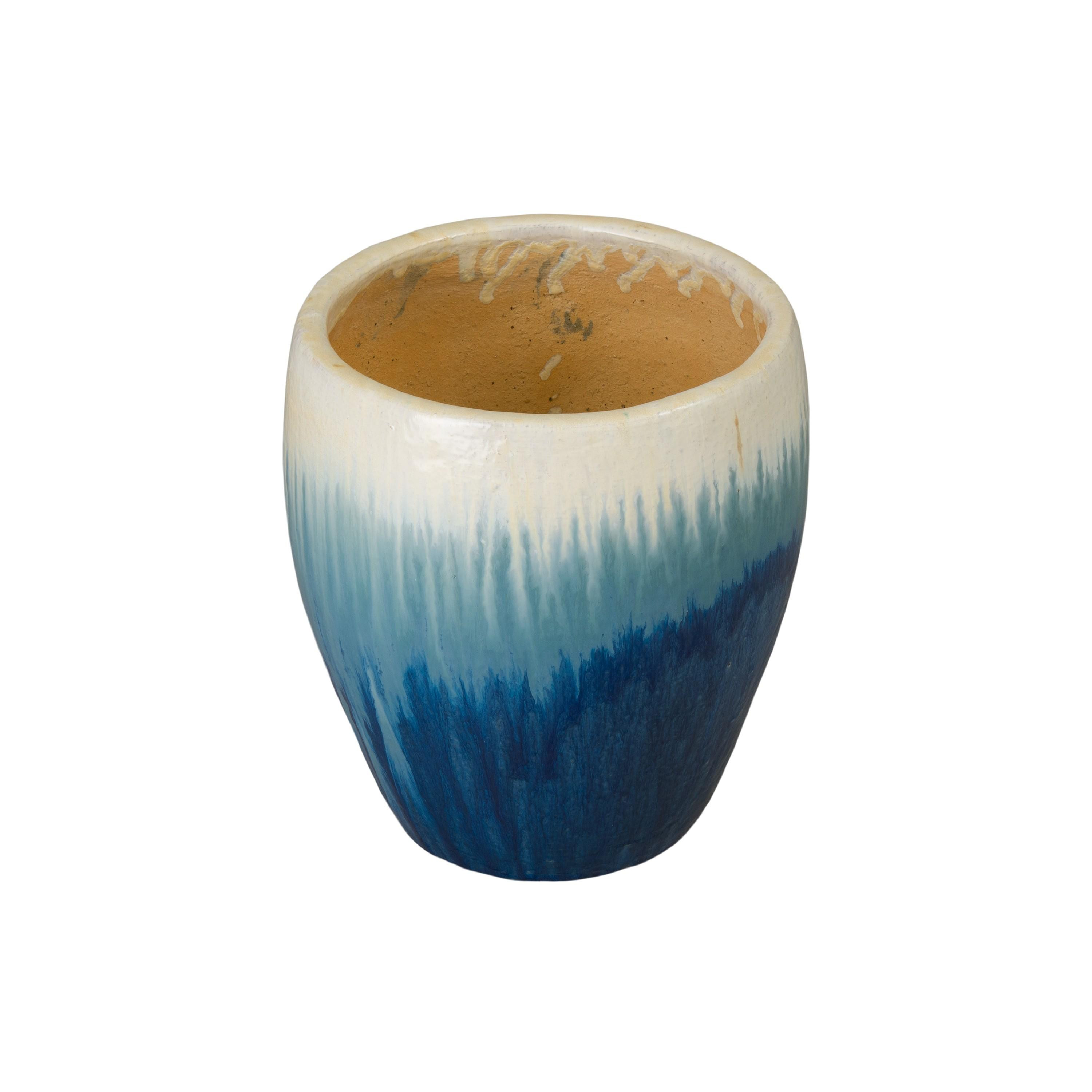 Ossal 16 in. Blue Snow Ceramic Planter