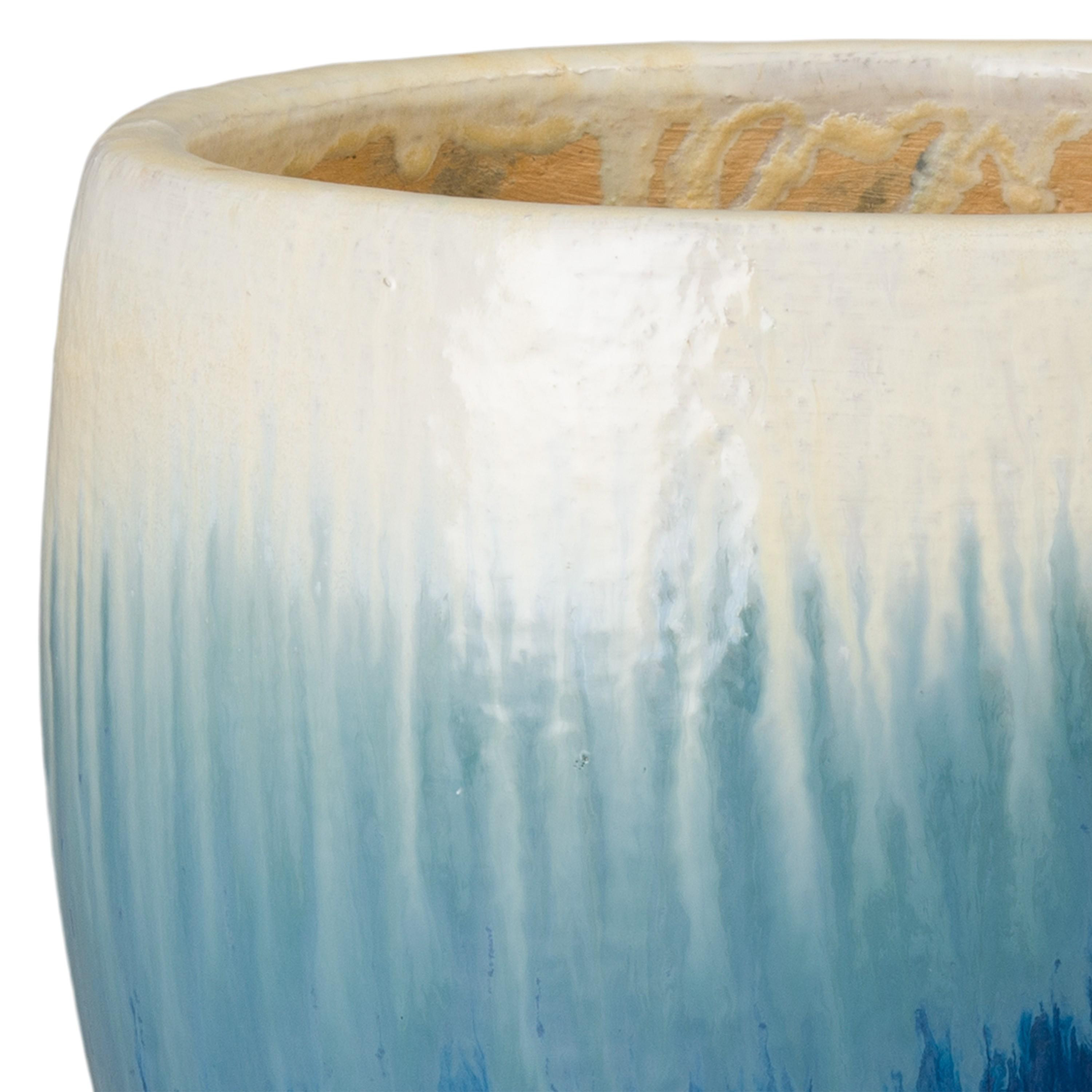 Ossal 16 in. Blue Snow Ceramic Planter