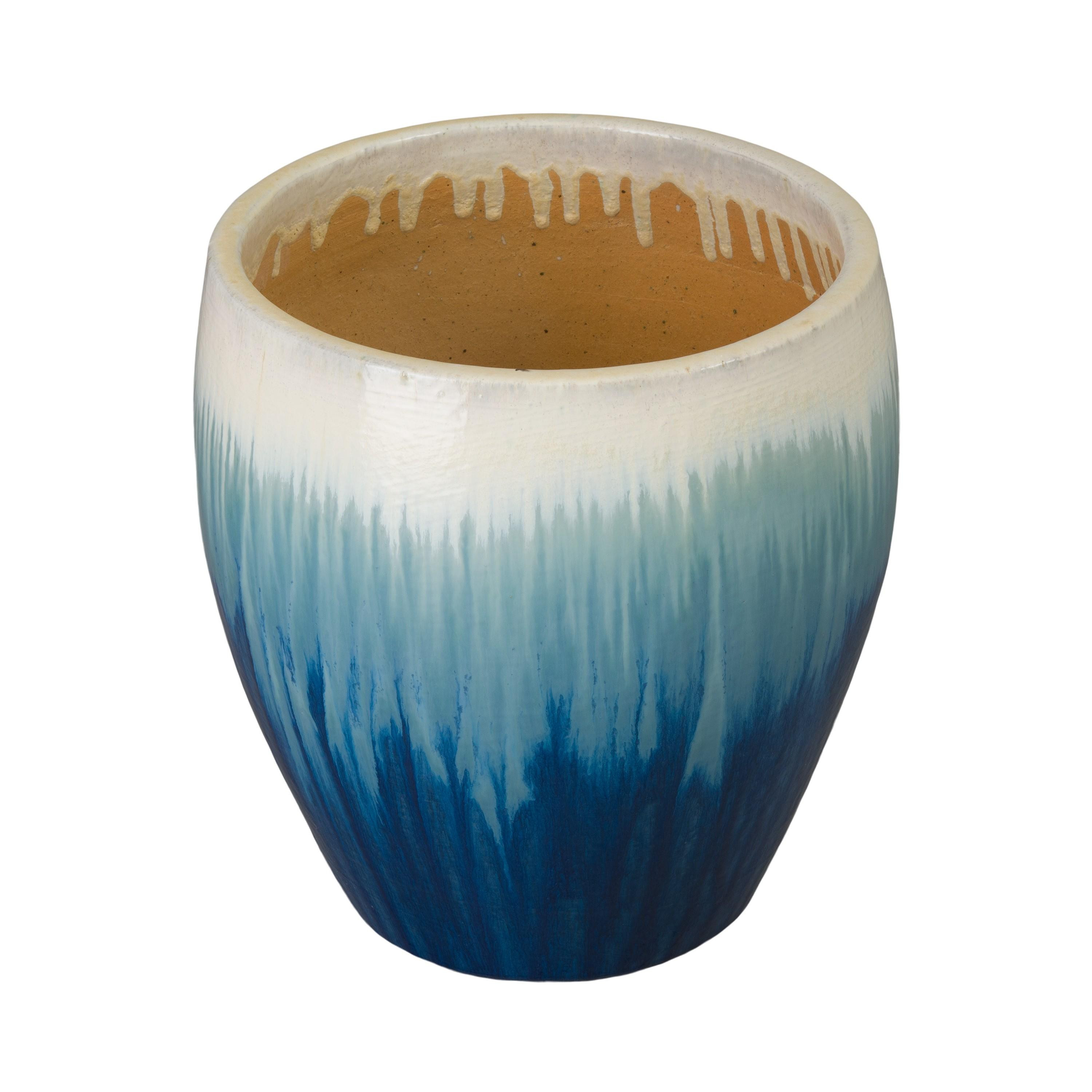 Ossal 19 in. Blue Snow Ceramic Planter