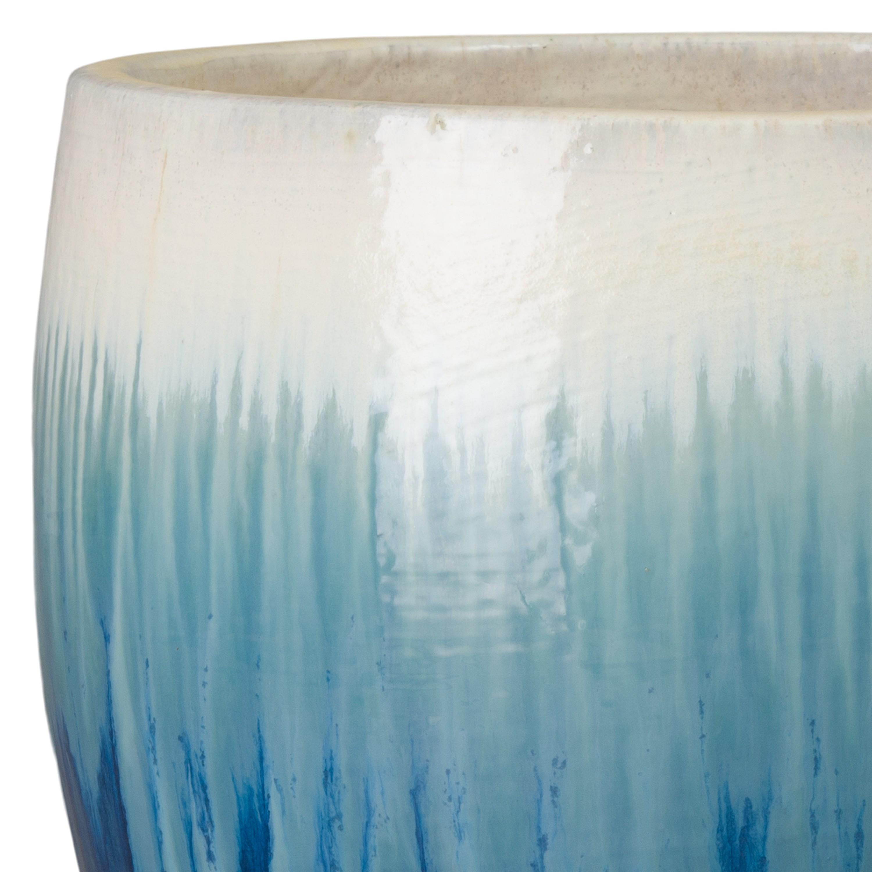 Ossal 19 in. Blue Snow Ceramic Planter