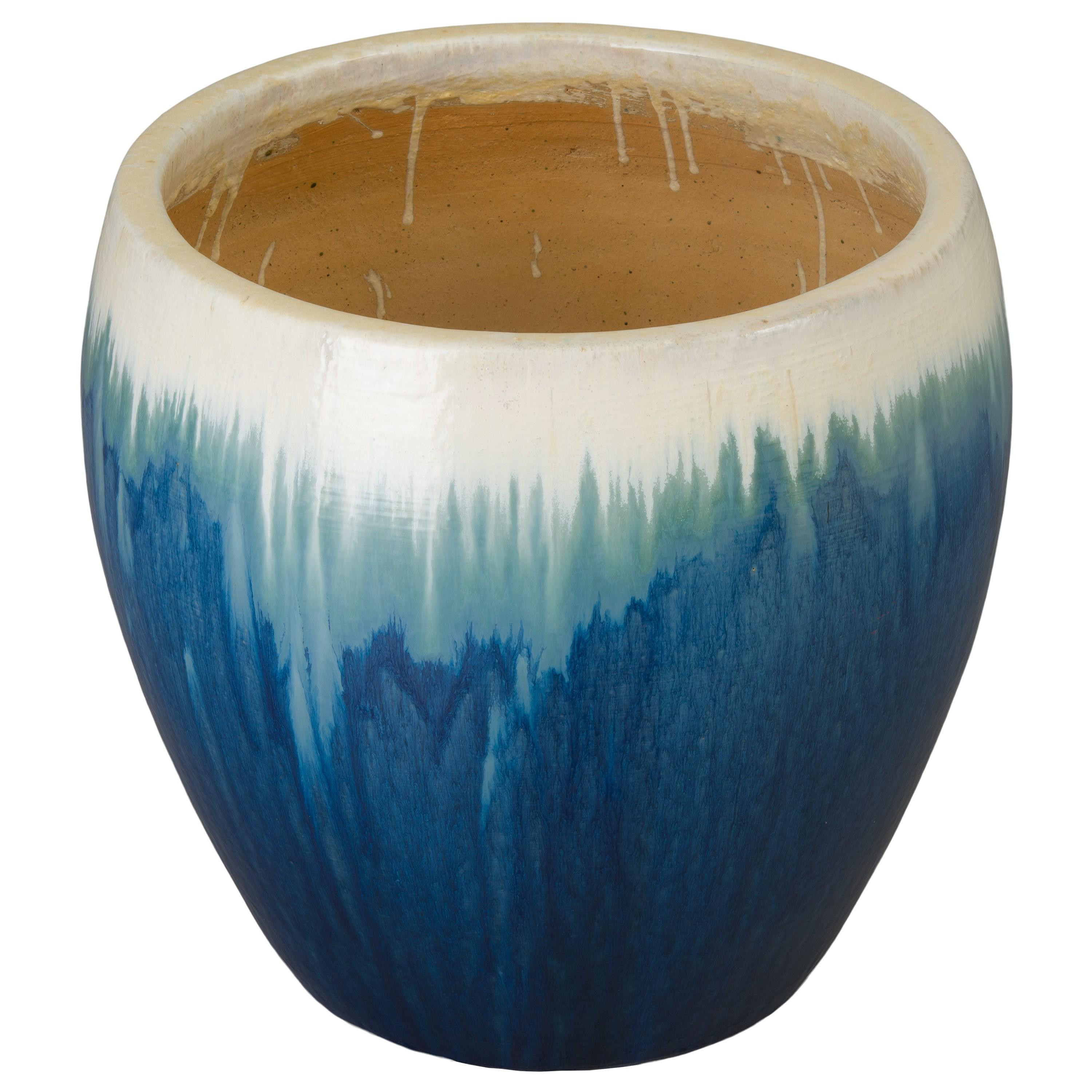 Ossal 23.5 in. Blue Snow Ceramic Planter