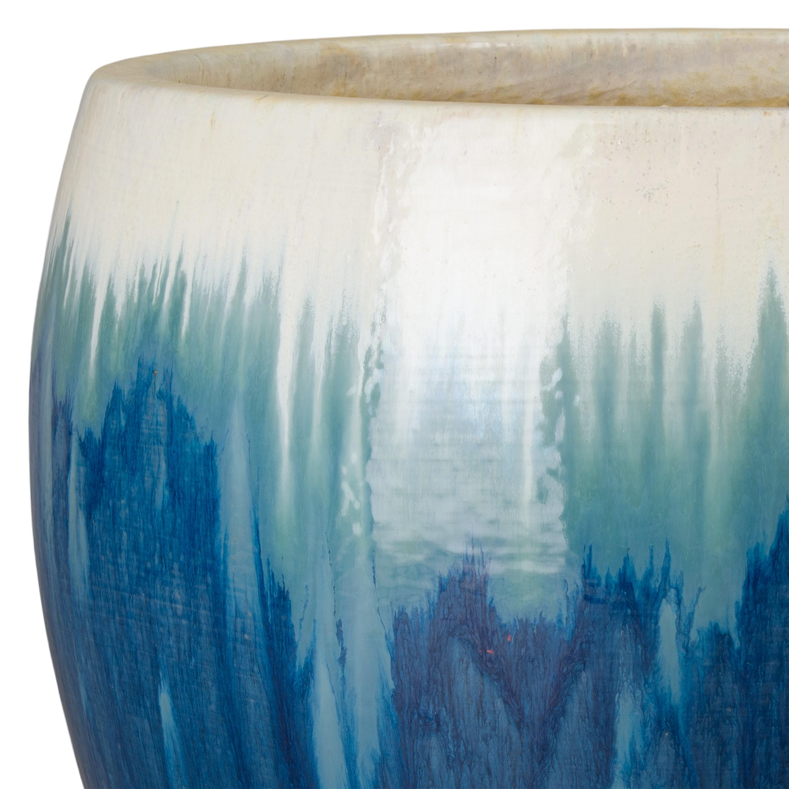 Ossal 23.5 in. Blue Snow Ceramic Planter