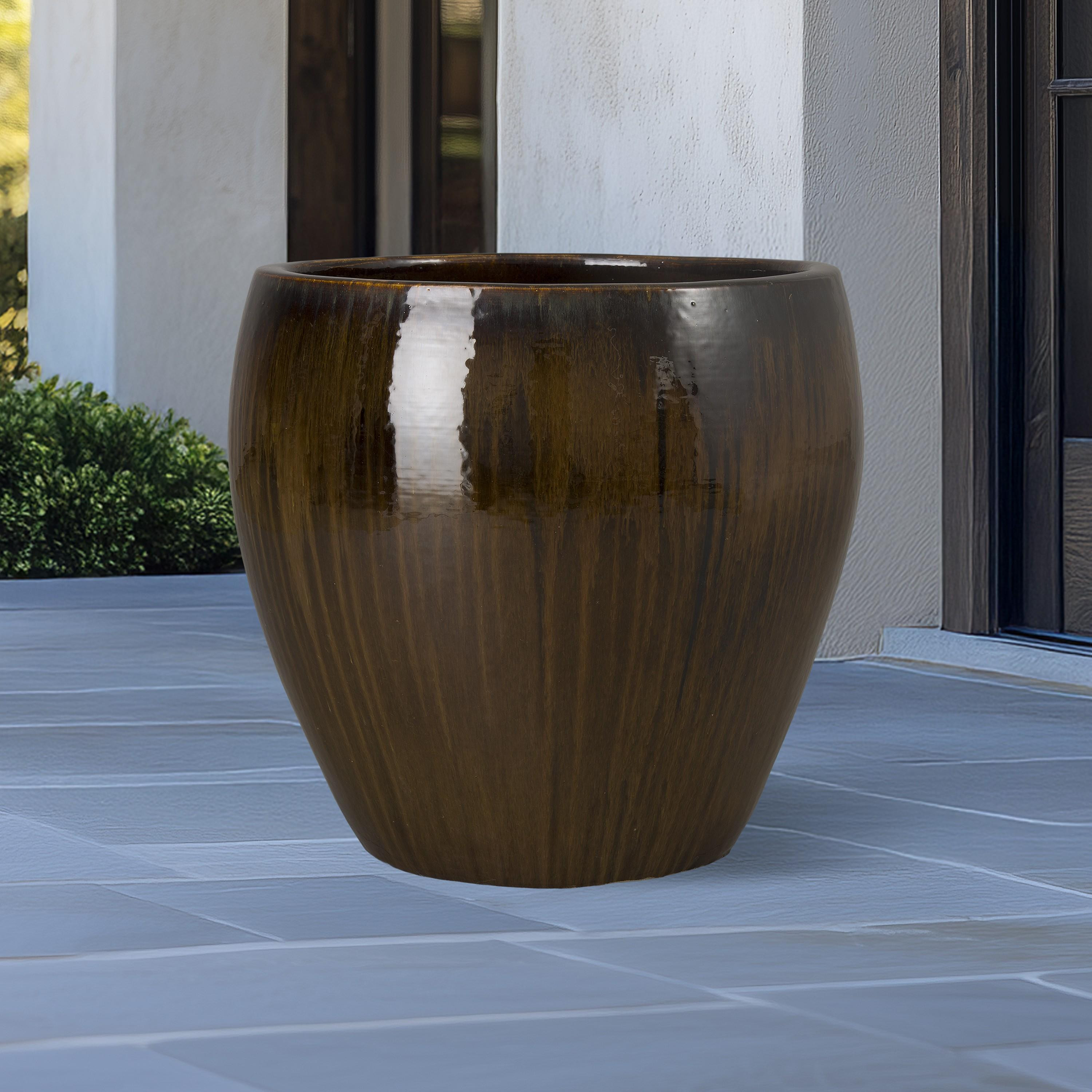Ossal 23.5 in. Java Ceramic Planter
