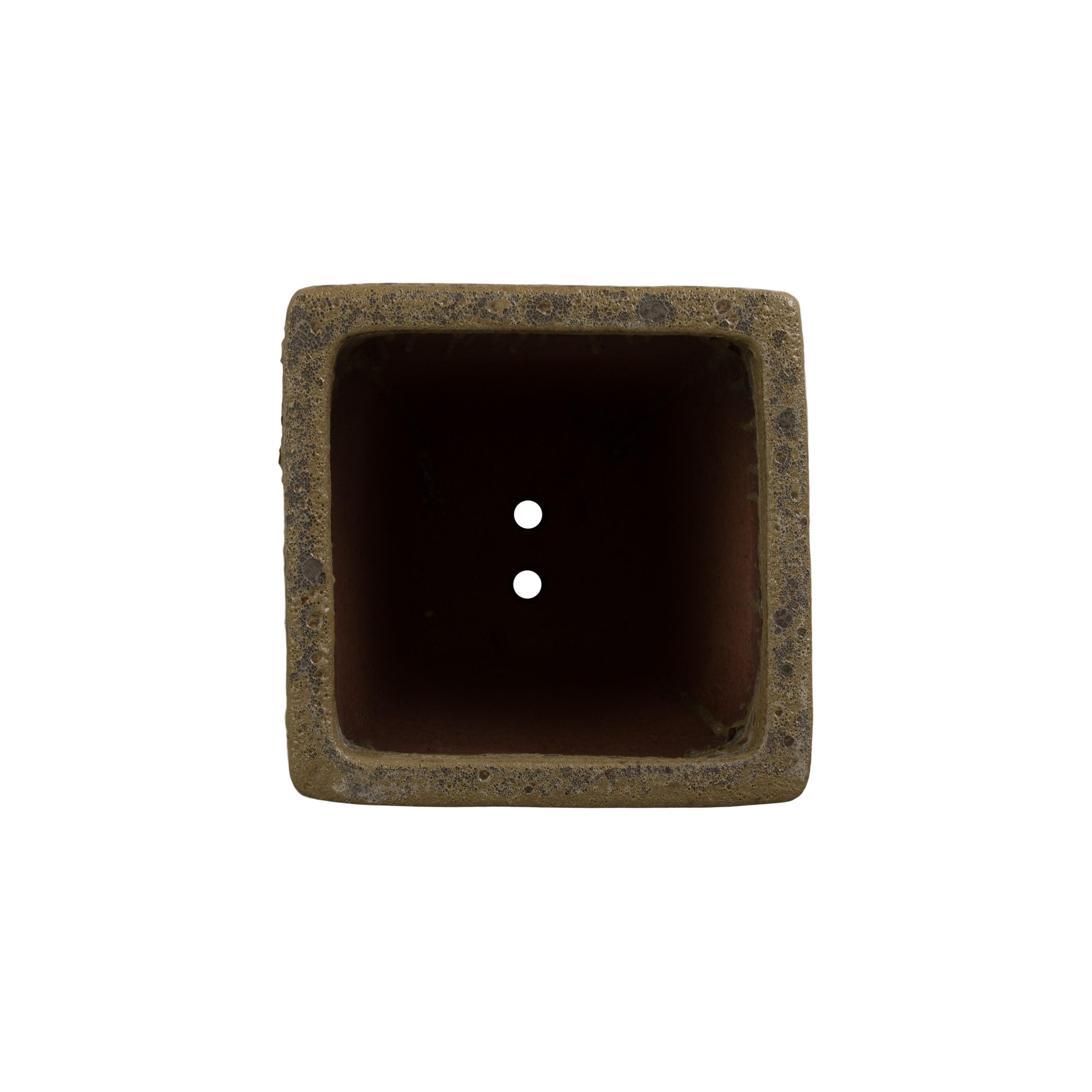 Crisco 19.5 in. Tall Square Bubble Yellow Ceramic Planter