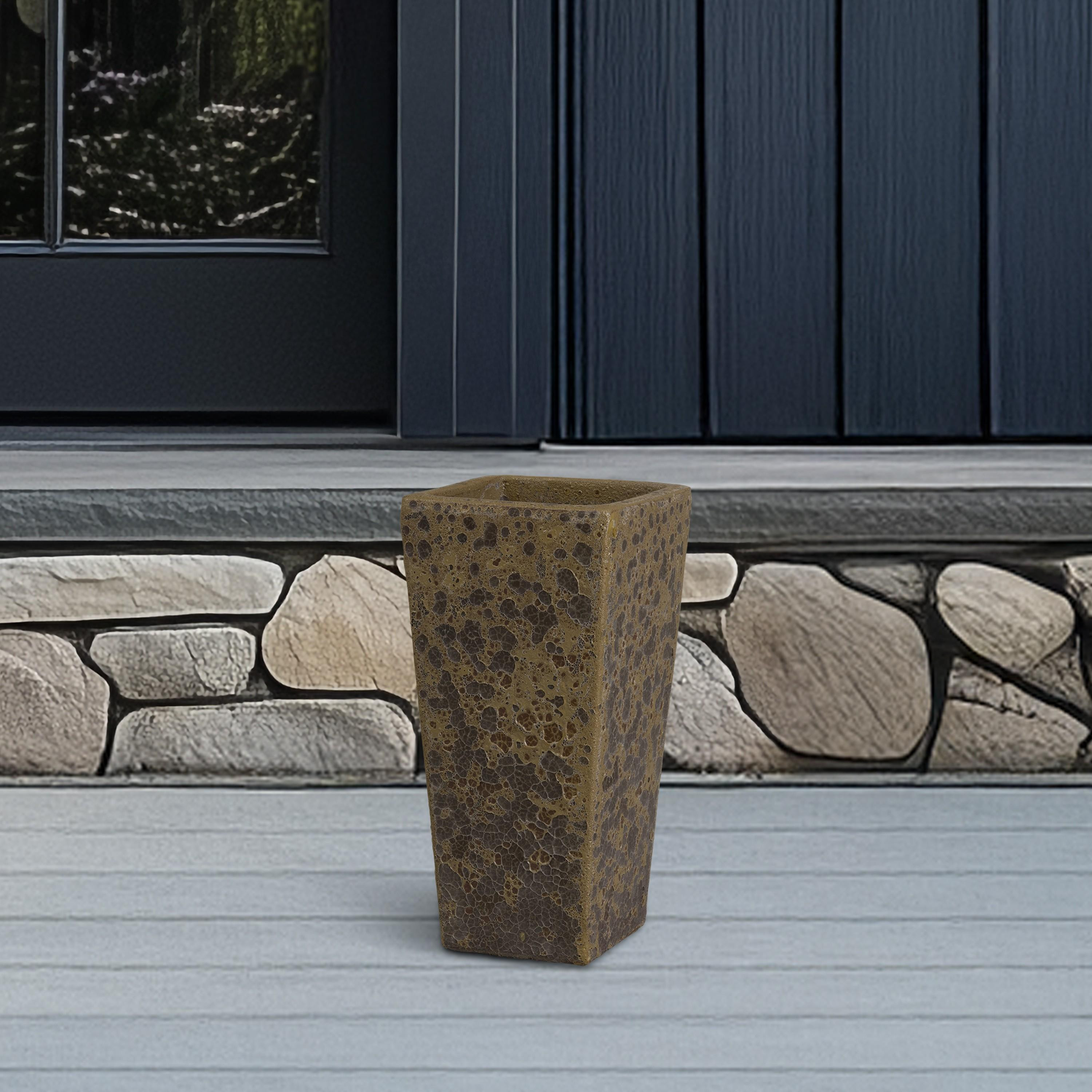 Crisco 19.5 in. Tall Square Bubble Yellow Ceramic Planter