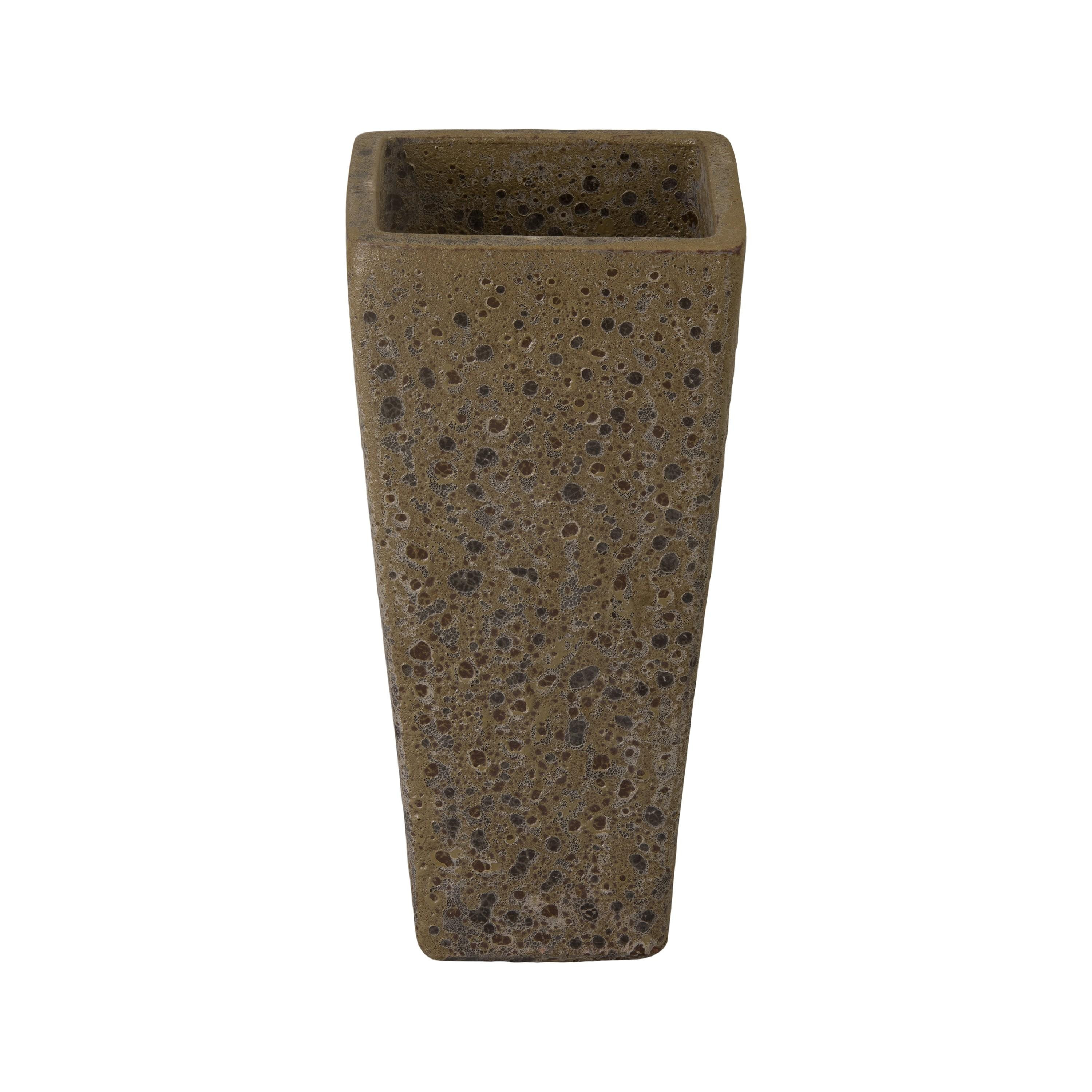 Crisco 25.5 in. Tall Square Bubble Yellow Ceramic Planter