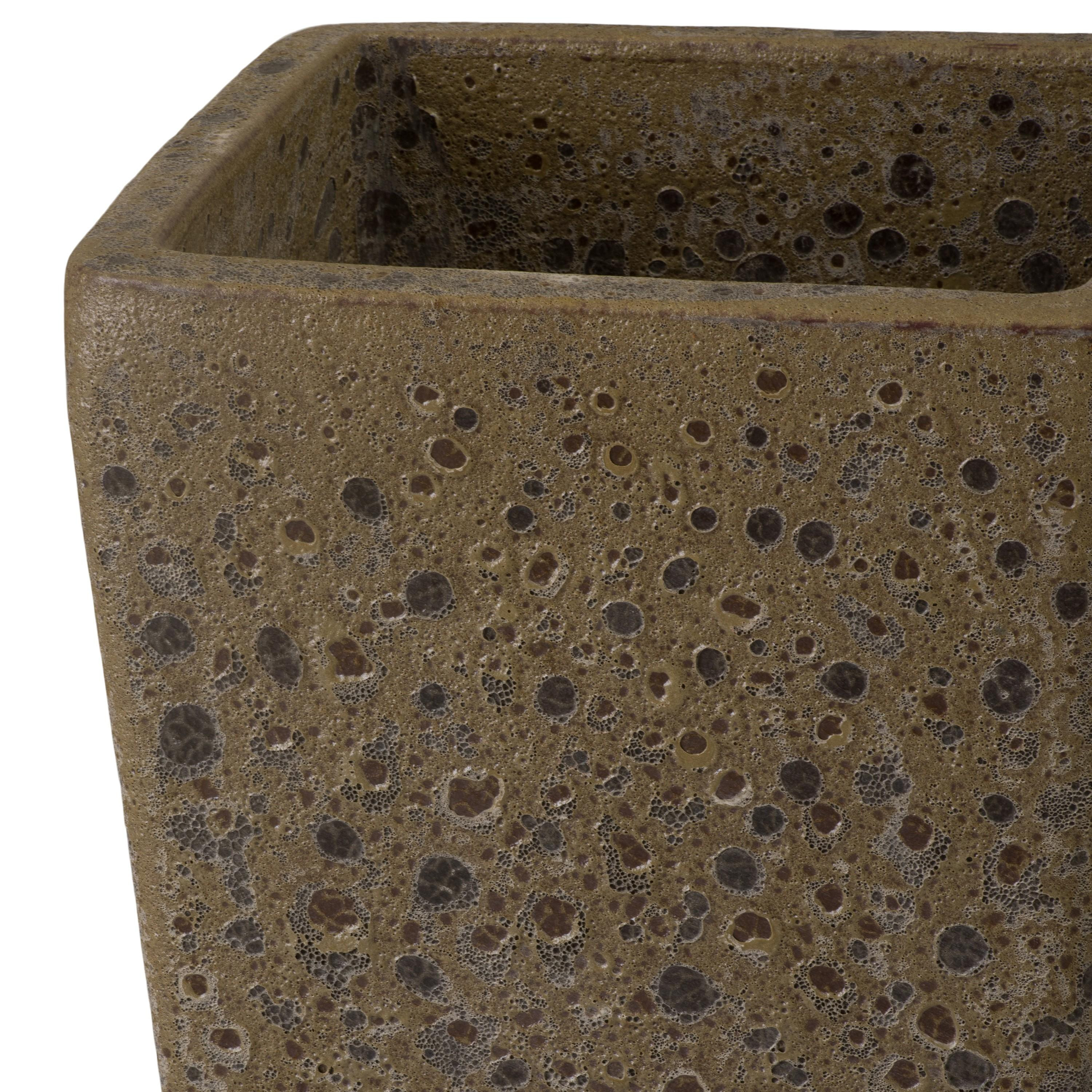 Crisco 25.5 in. Tall Square Bubble Yellow Ceramic Planter