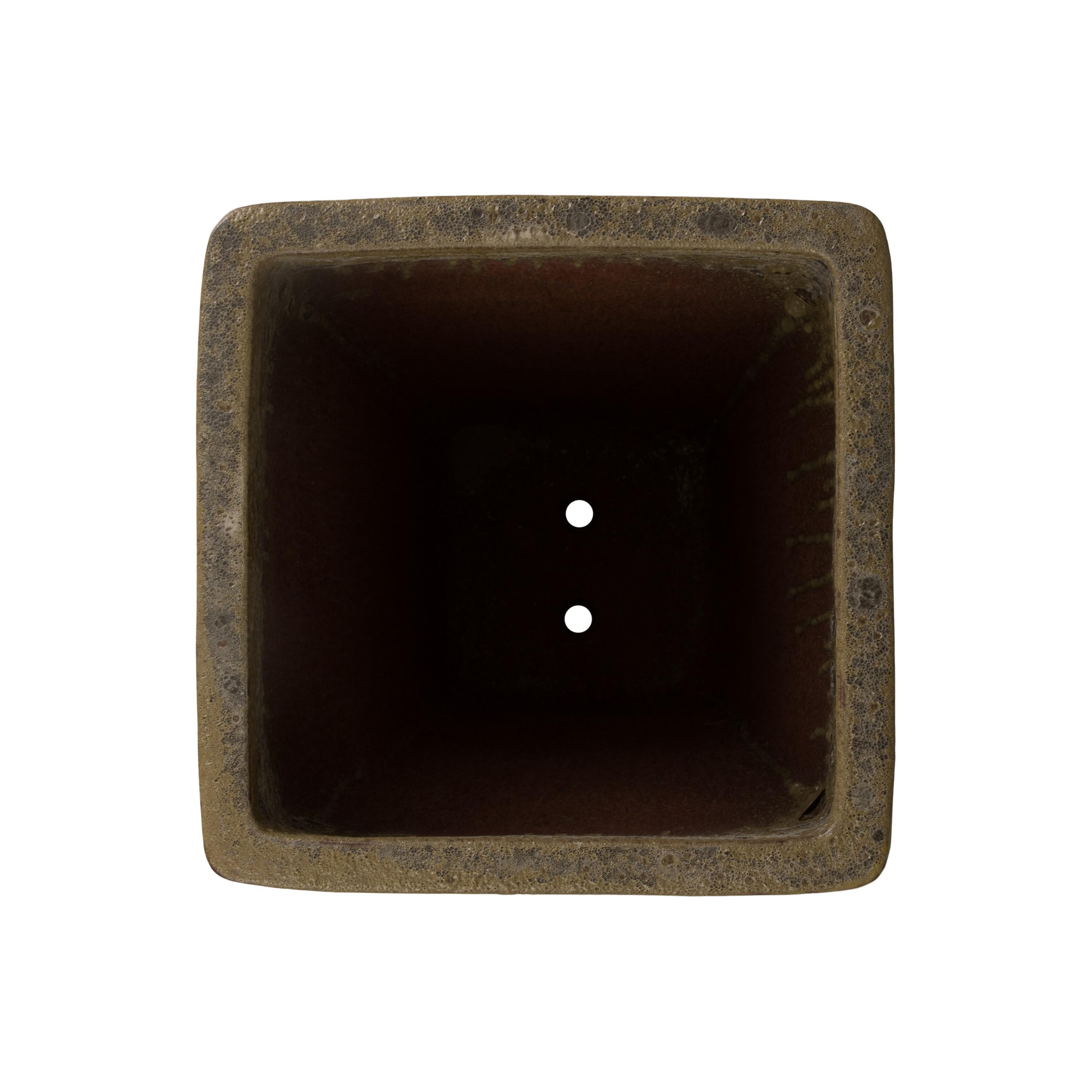 Crisco 25.5 in. Tall Square Bubble Yellow Ceramic Planter