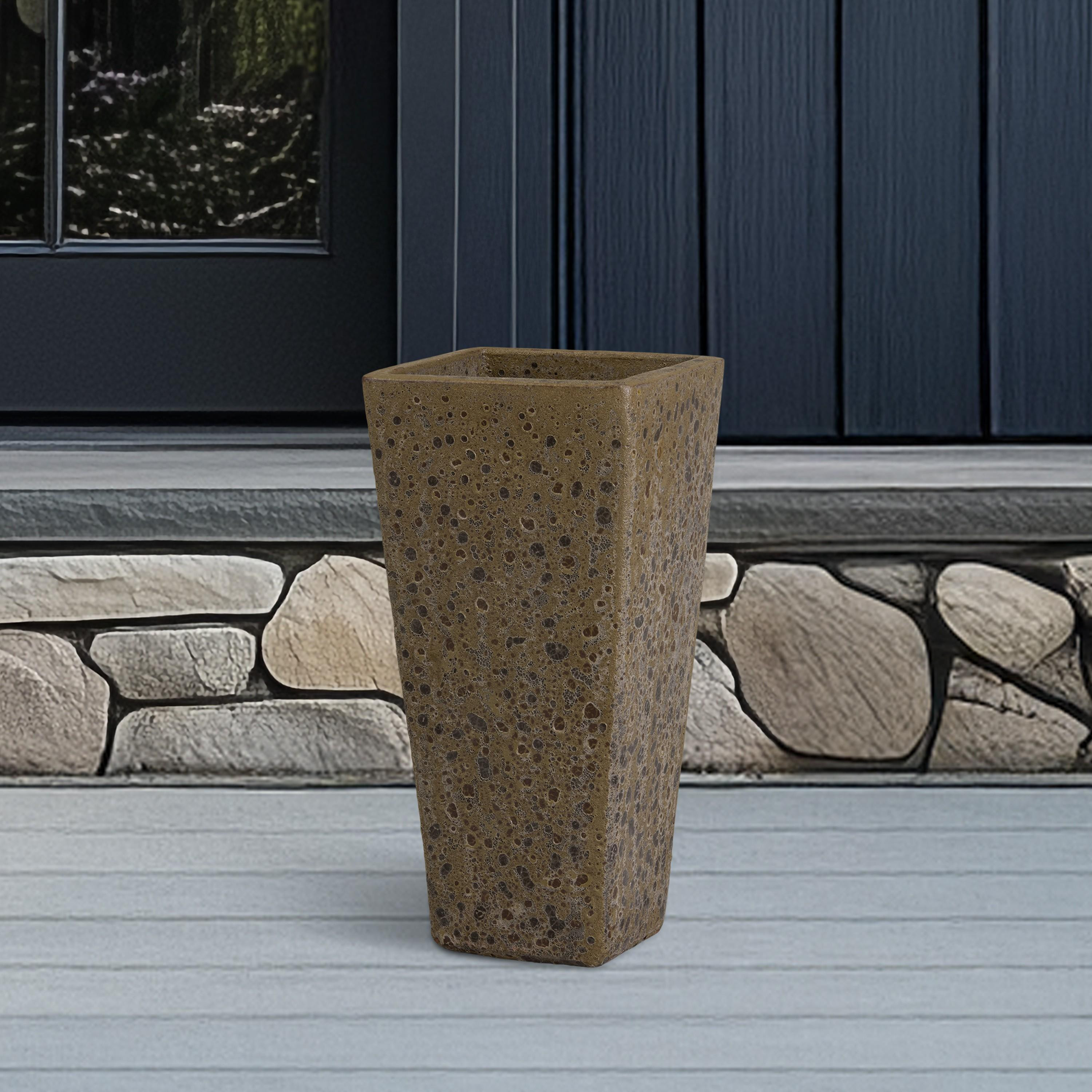 Crisco 25.5 in. Tall Square Bubble Yellow Ceramic Planter