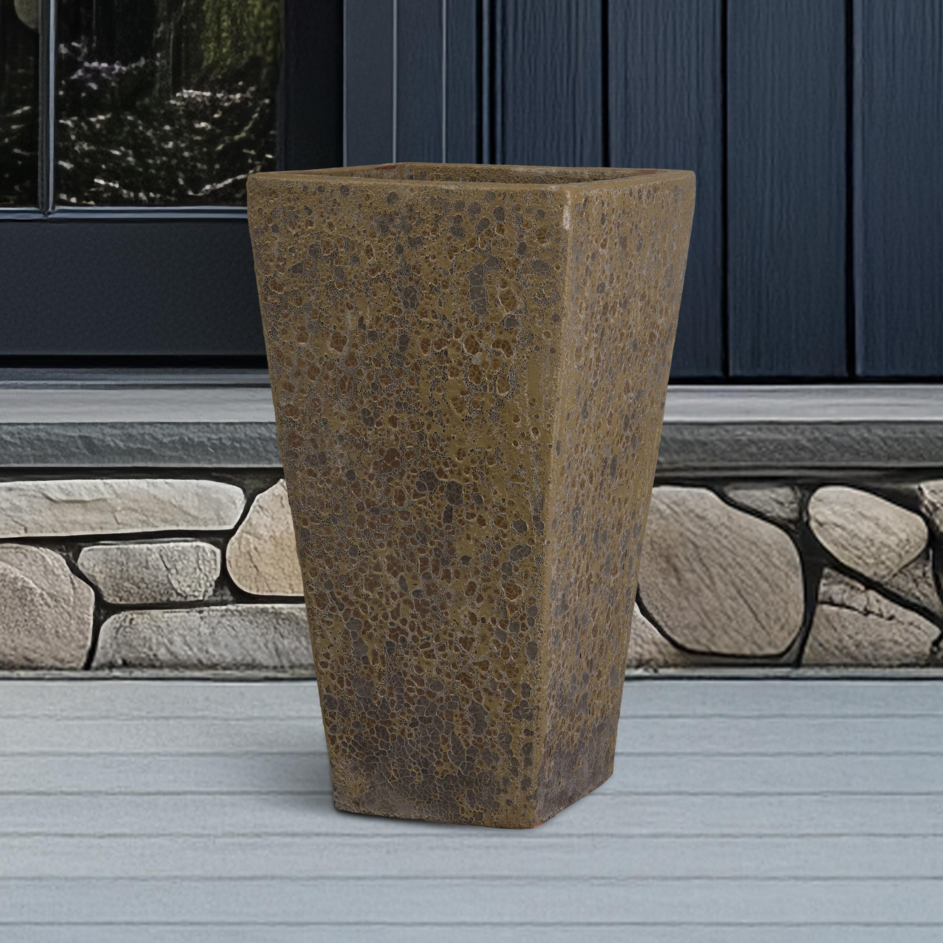 Crisco 31.5 in. Tall Square Bubble Yellow Ceramic Planter