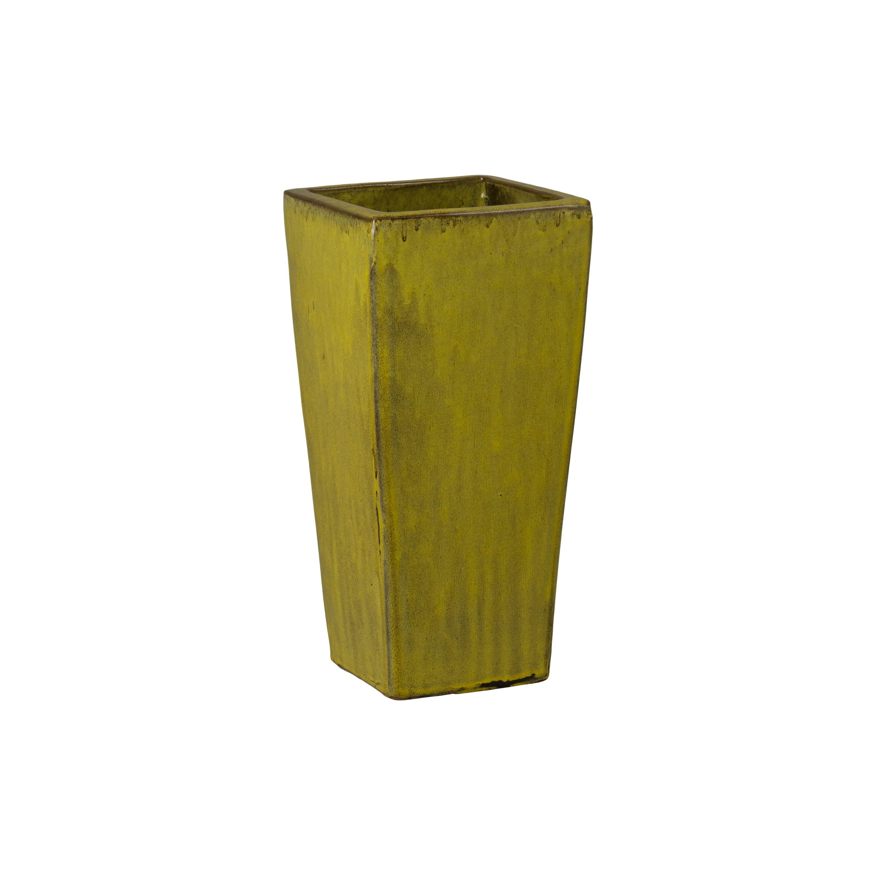Crisco 19.5 in. Tall Square Tropical Yellow Ceramic Planter