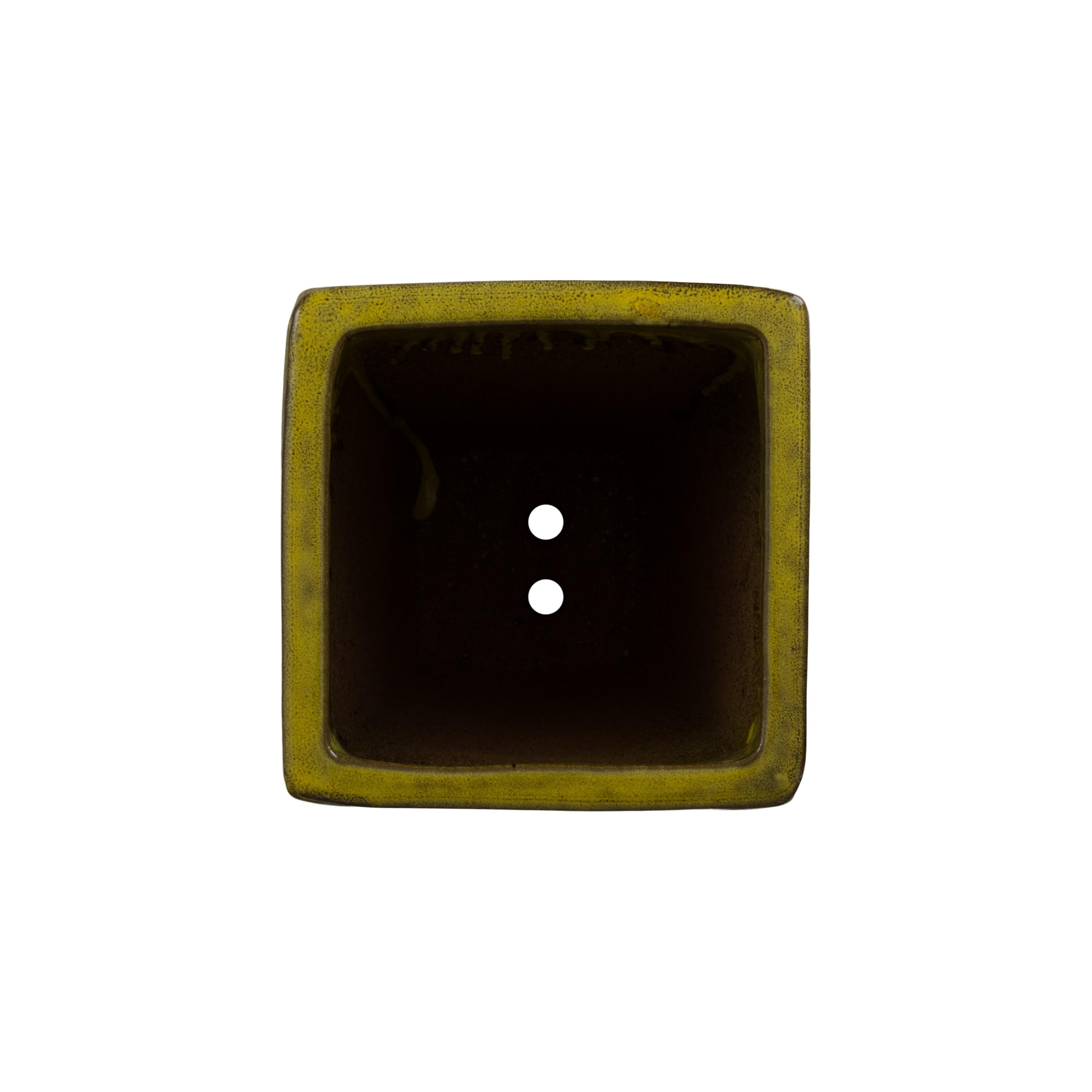 Crisco 19.5 in. Tall Square Tropical Yellow Ceramic Planter