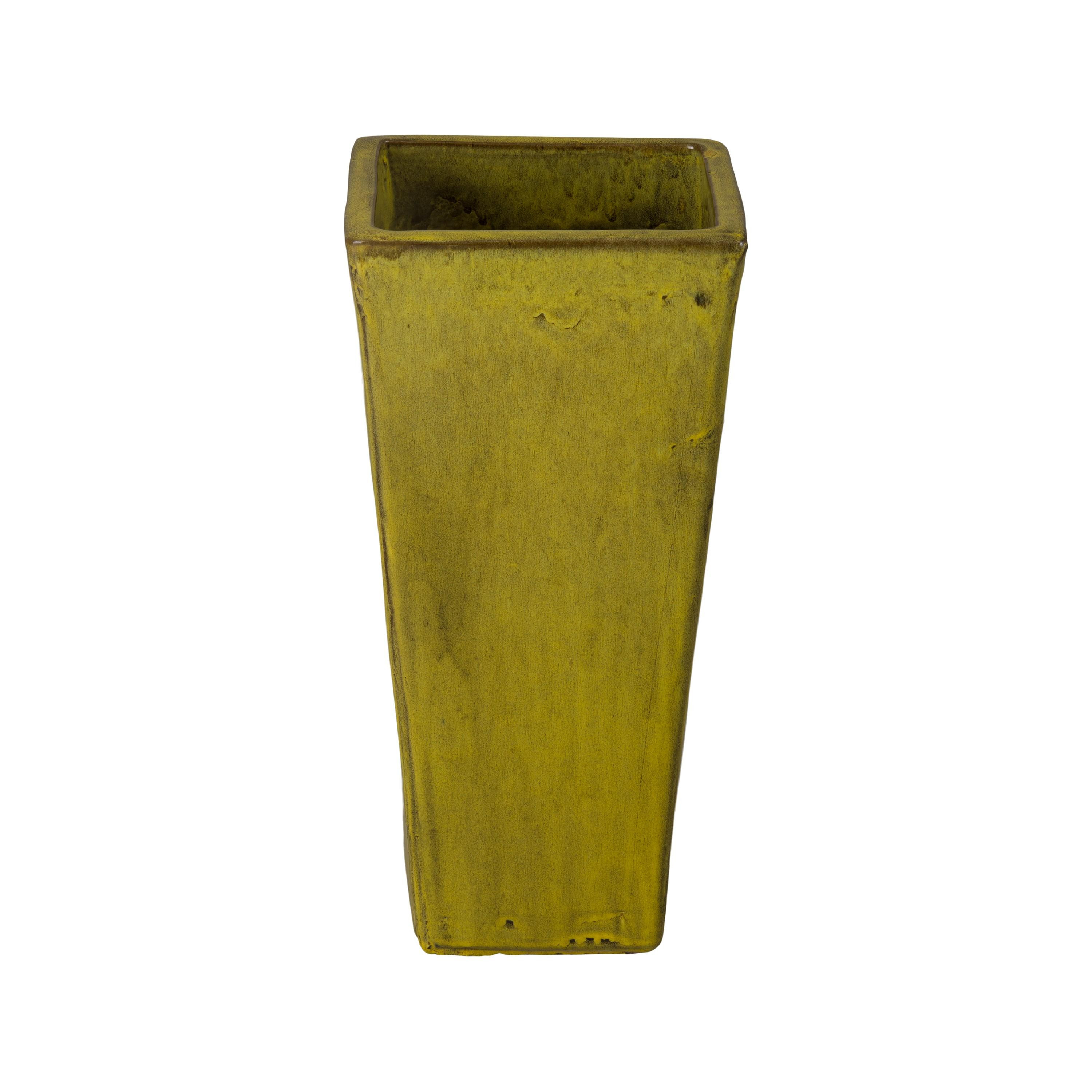 Crisco 25.5 in. Tall Square Tropical Yellow Ceramic Planter