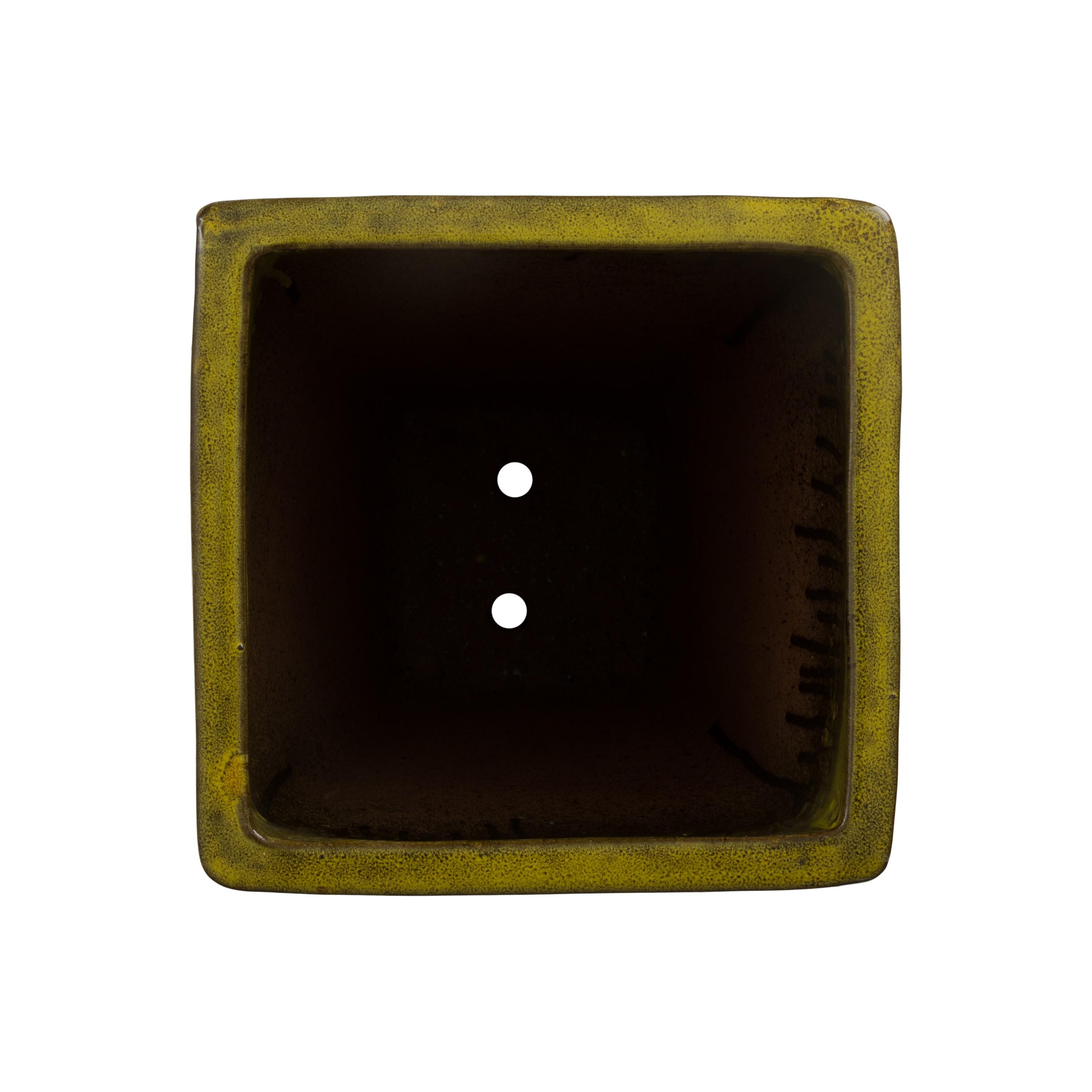Crisco 25.5 in. Tall Square Tropical Yellow Ceramic Planter