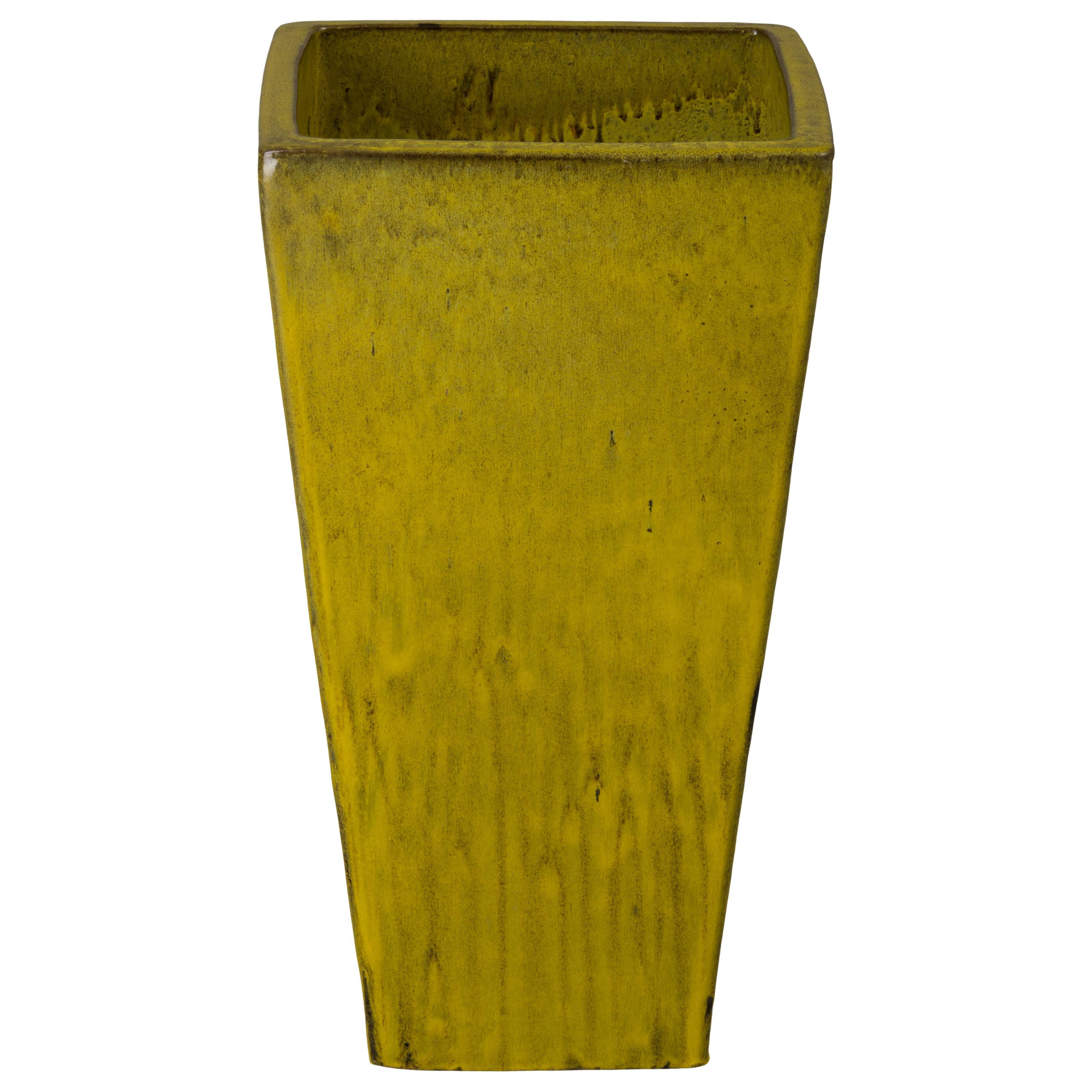 Crisco 31.5 in. Tall Square Tropical Yellow Ceramic Planter