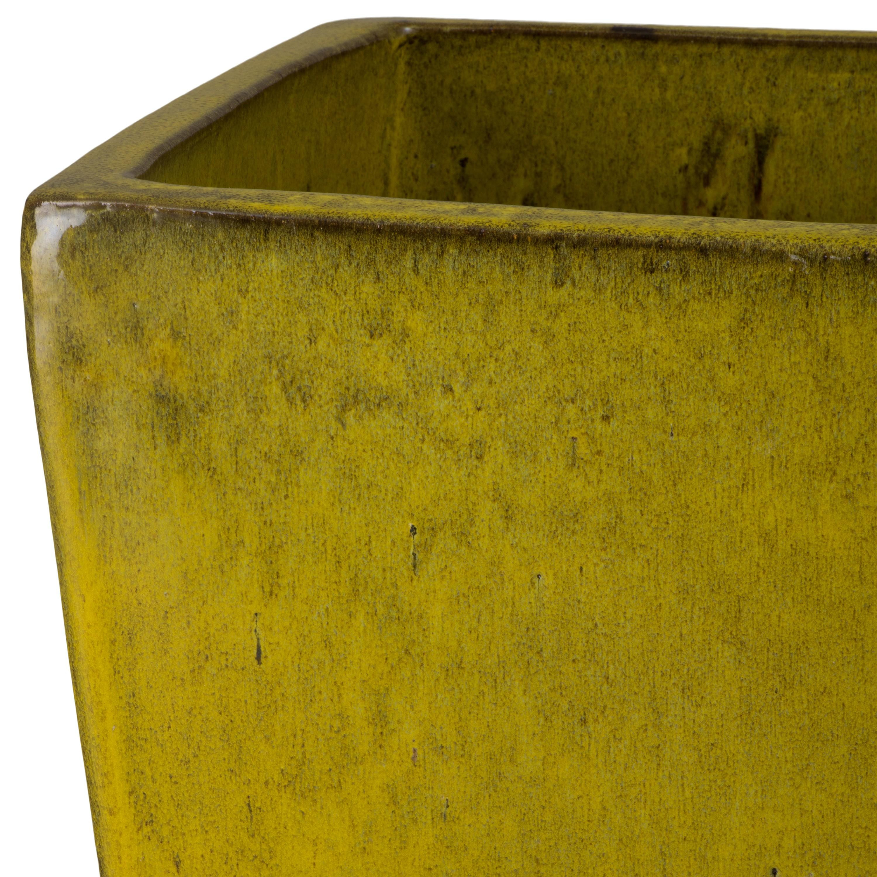 Crisco 31.5 in. Tall Square Tropical Yellow Ceramic Planter