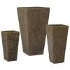 Crisco Set of 3 Tall Square Bubble Yellow Ceramic Planters