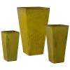 Crisco Set of 3 Tall Square Tropical Yellow Ceramic Planters